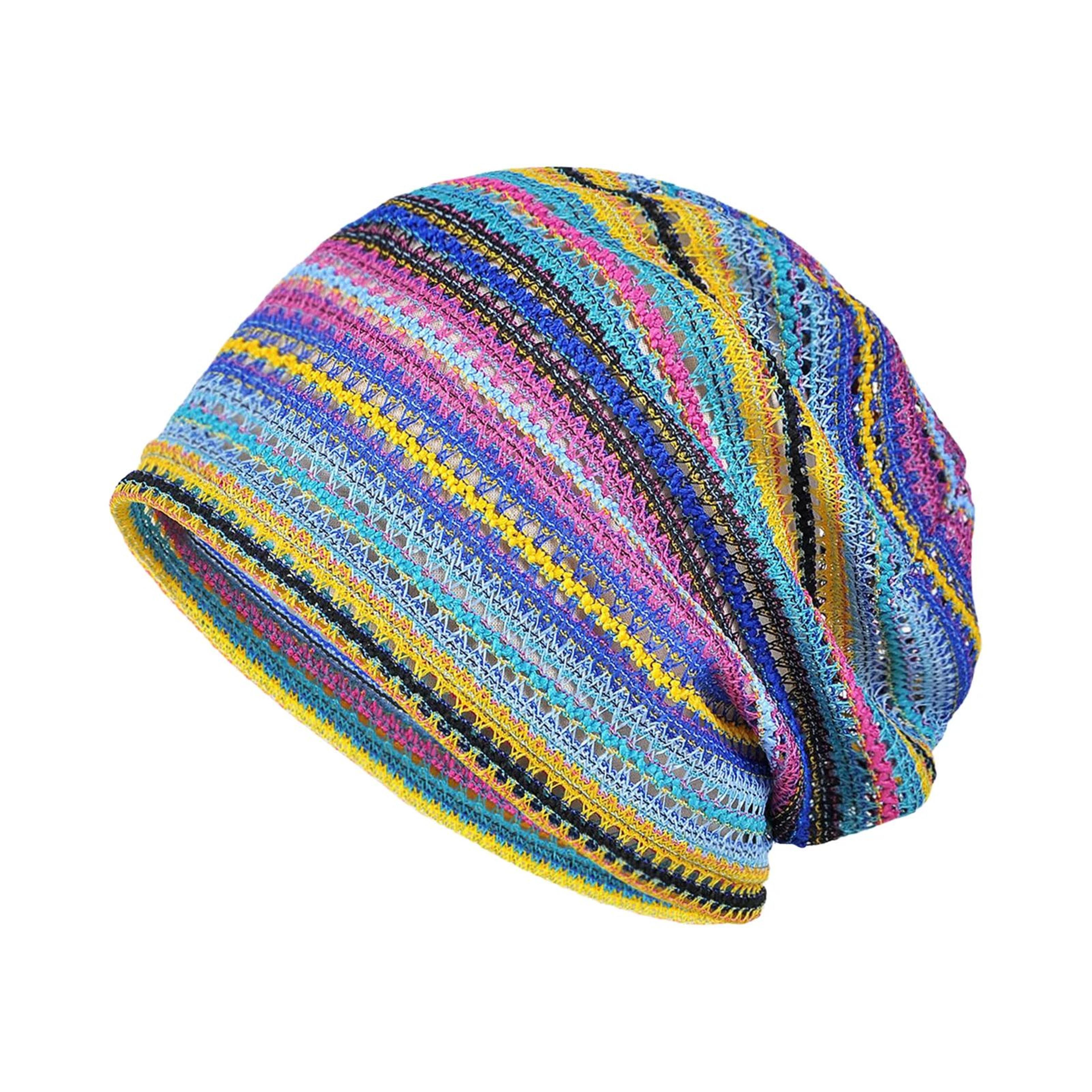 Soft Breathable Summer Beanie Hat Striped Openwork Knit Cap For Men  Women Lightweight Travel Outdo 7