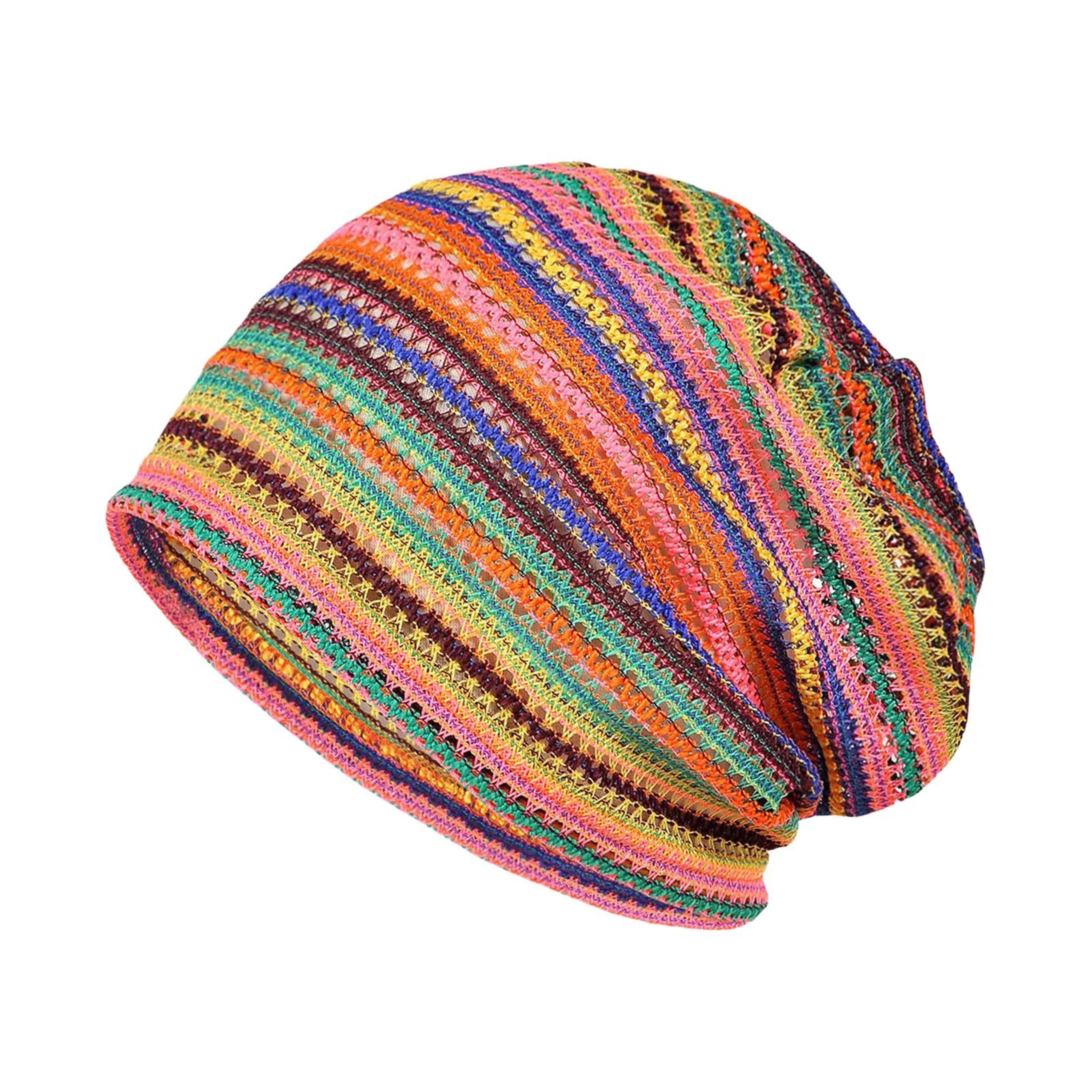Soft Breathable Summer Beanie Hat Striped Openwork Knit Cap For Men  Women Lightweight Travel Outdo 8