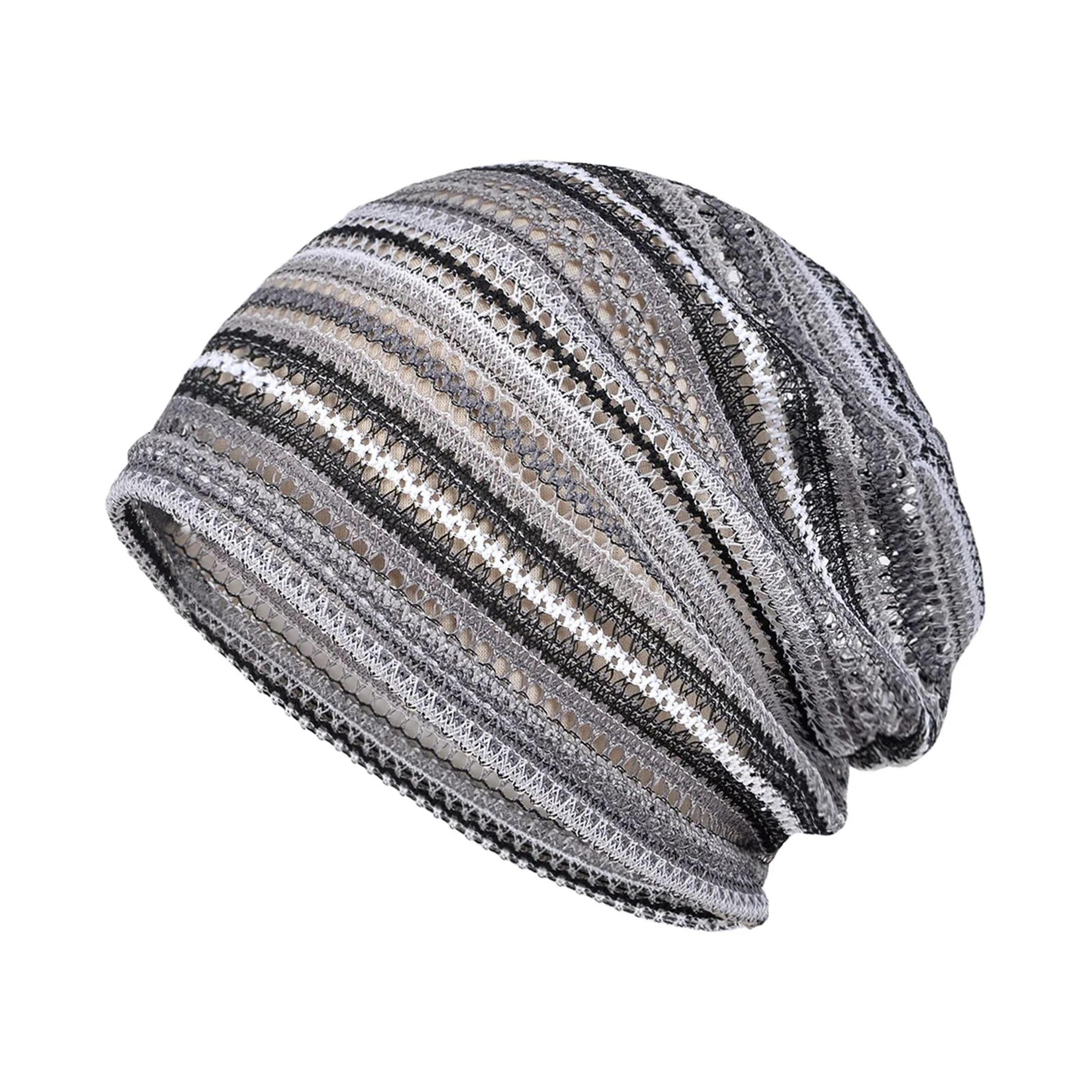 Soft Breathable Summer Beanie Hat Striped Openwork Knit Cap For Men  Women Lightweight Travel Outdo 10