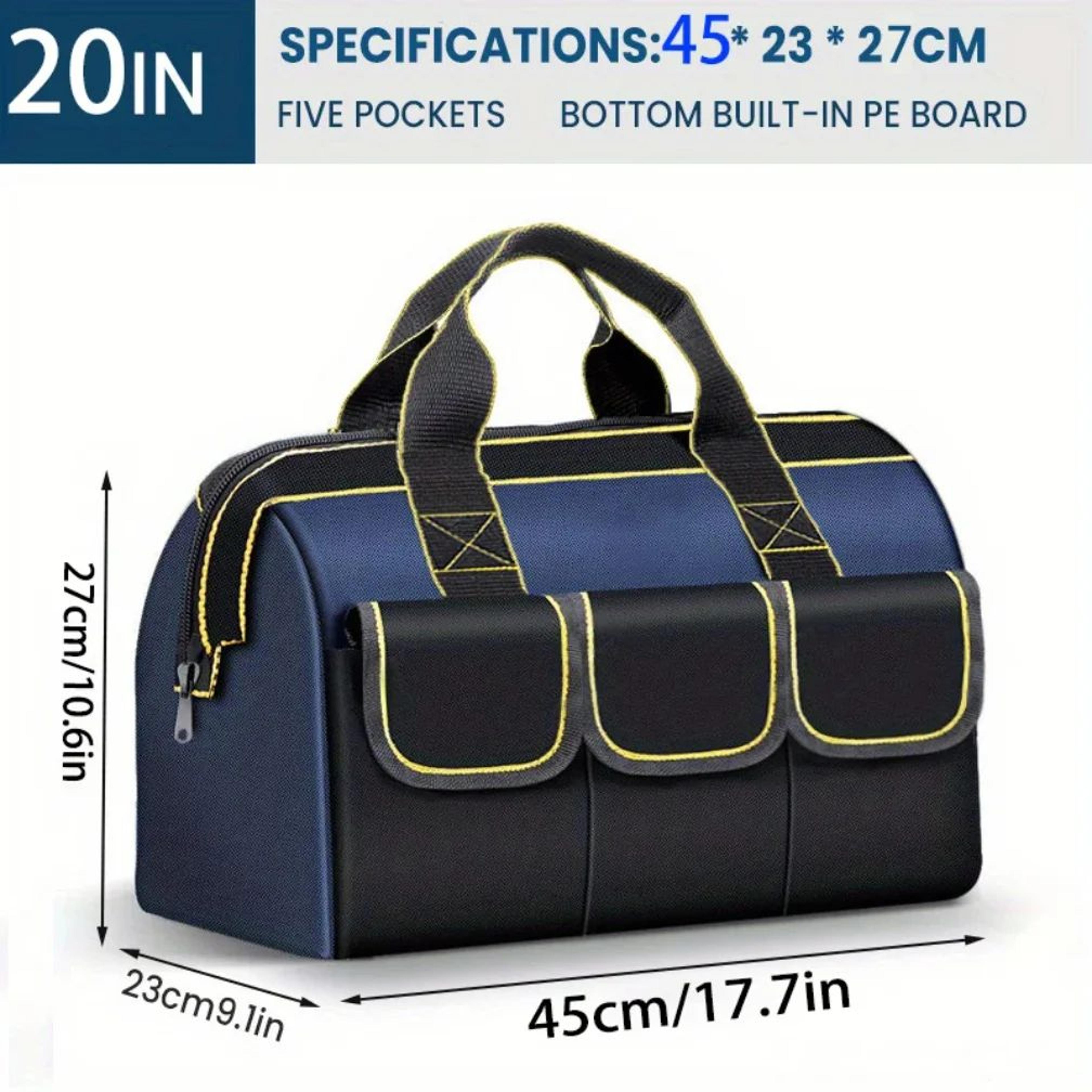 1320in Heavy Duty Tool Bag 1680D Oxford Cloth Waterproof WearResistant High Capacity Electrician  W 4