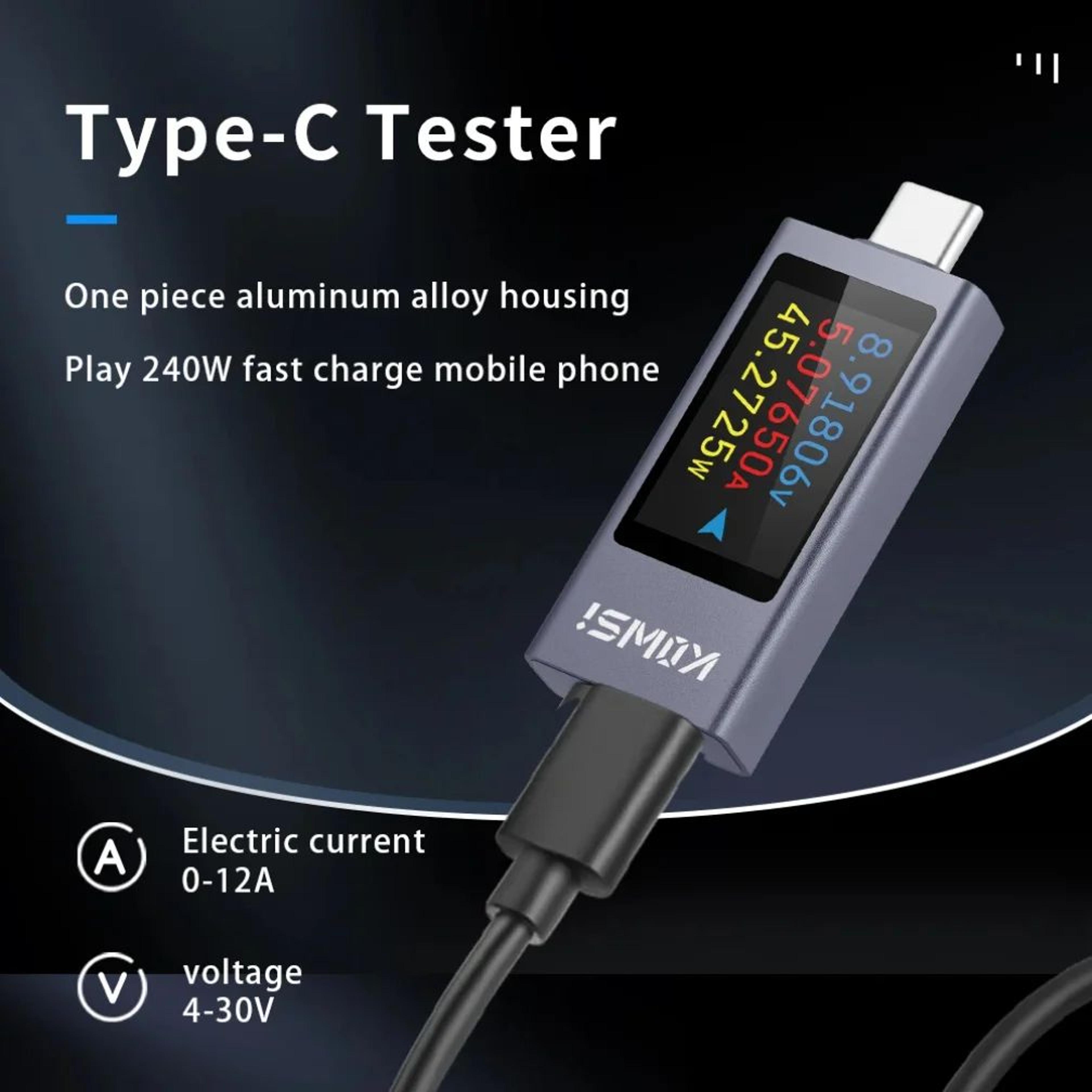 TypeC Digital Power Meter With Color Screen  USB Voltage Current Tester Fast Charging Monitor DC 43 1
