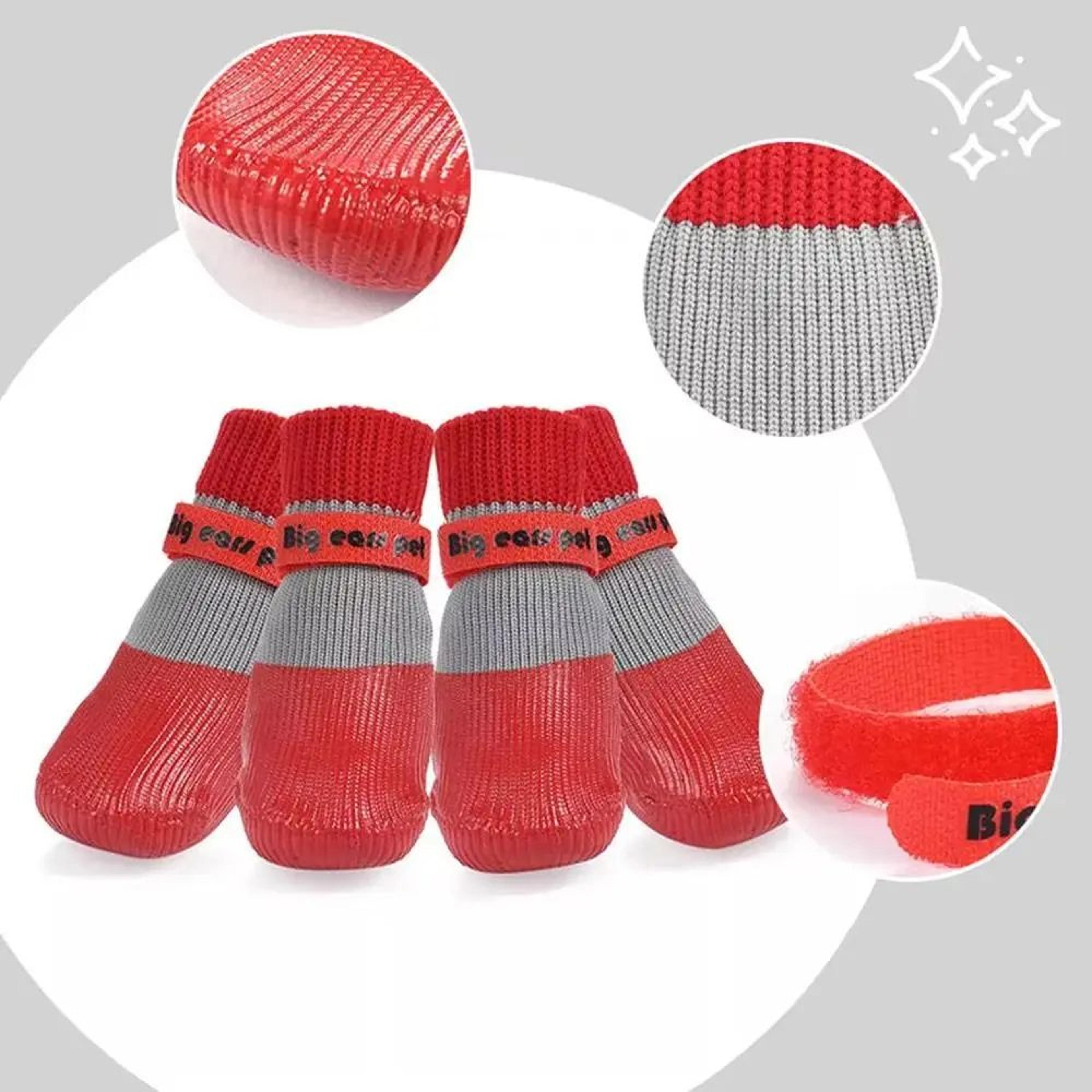 4 Pcs Waterproof Winter Dog Shoes  Warm AntiSlip Snow Boots With Soft Sole Adjustable Paw Covers Fo 3