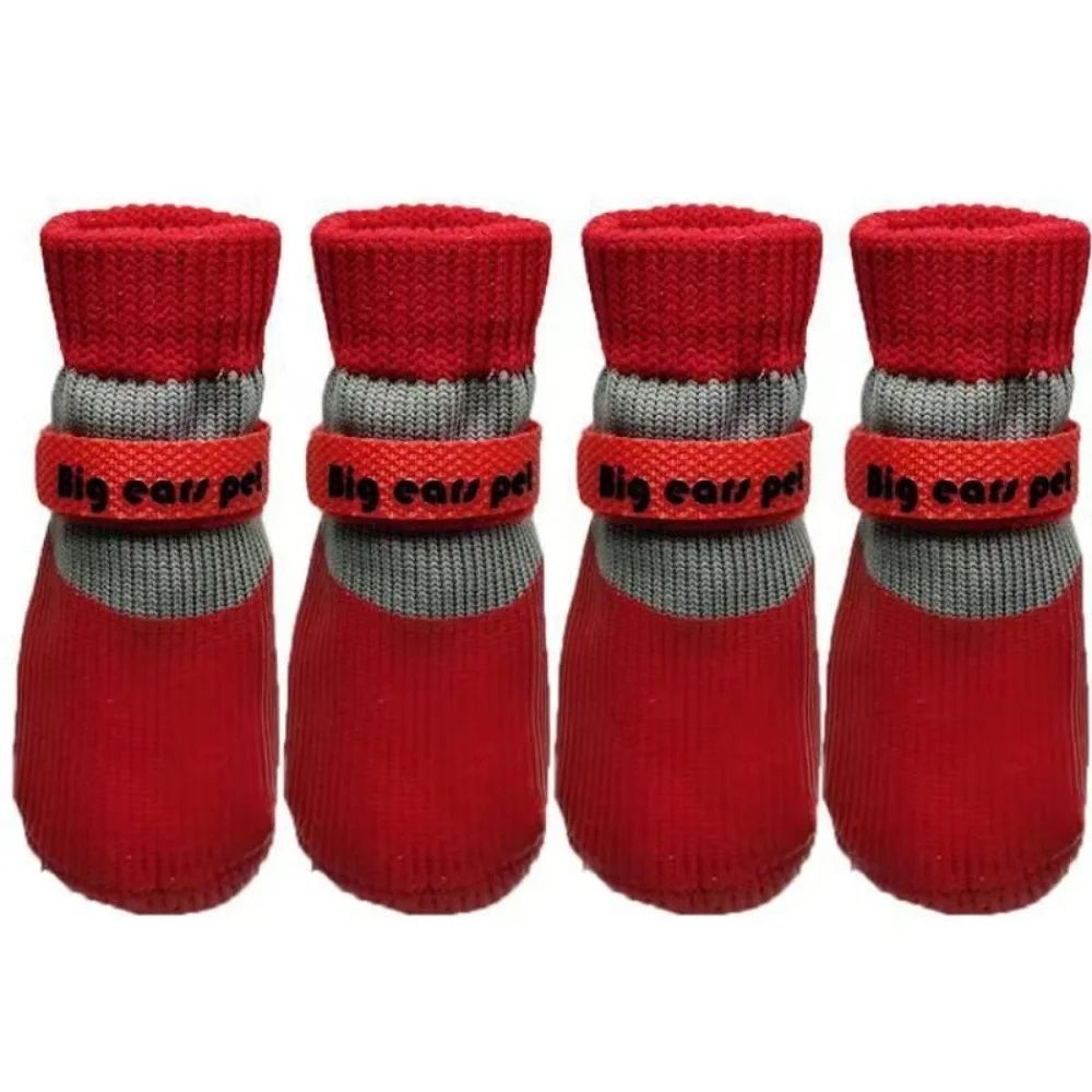 4 Pcs Waterproof Winter Dog Shoes  Warm AntiSlip Snow Boots With Soft Sole Adjustable Paw Covers Fo 6