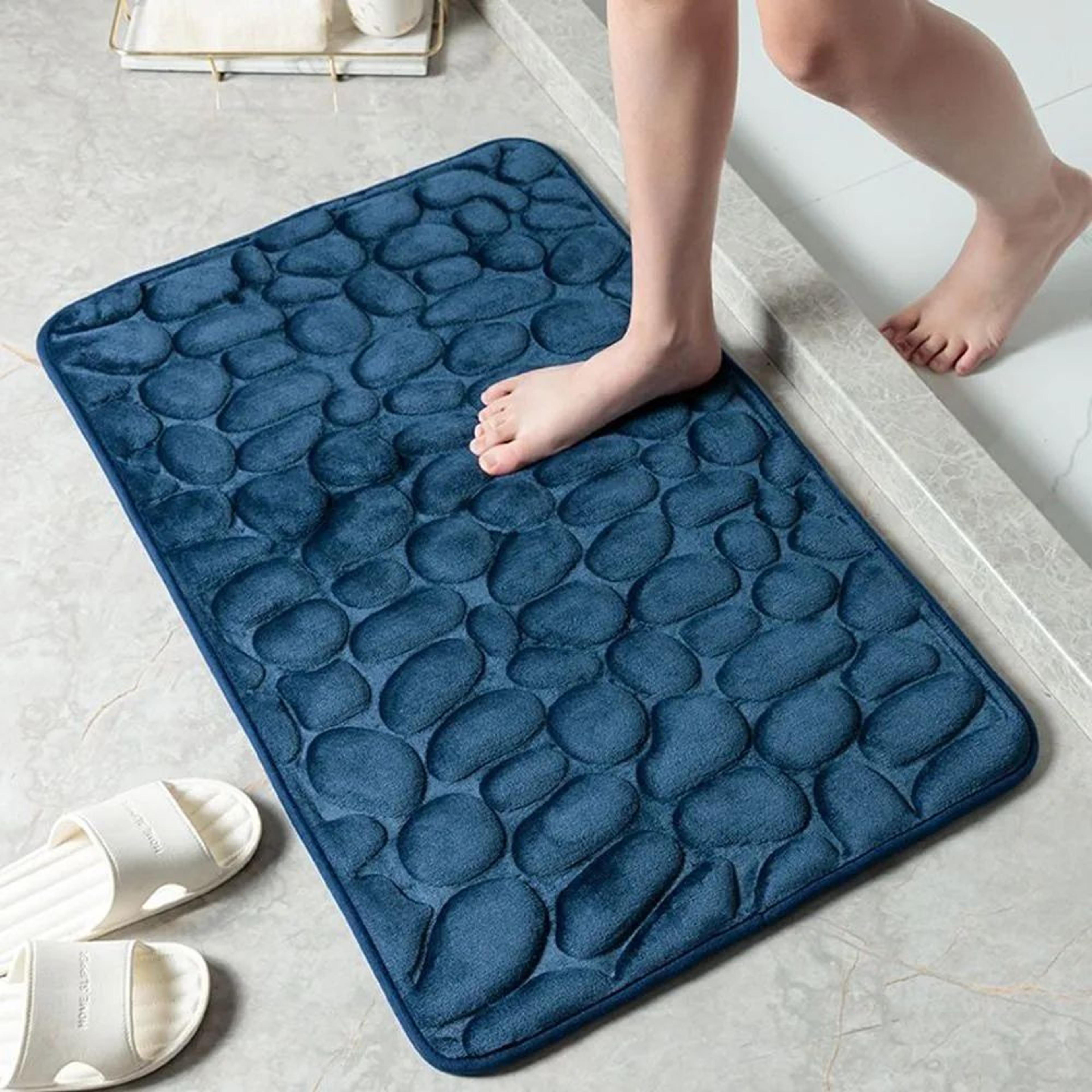 NonSlip Cobblestone Bath Mat  Thick Soft Absorbent Bathroom Rug For Shower  Tub  QuickDry Floor Mat 8