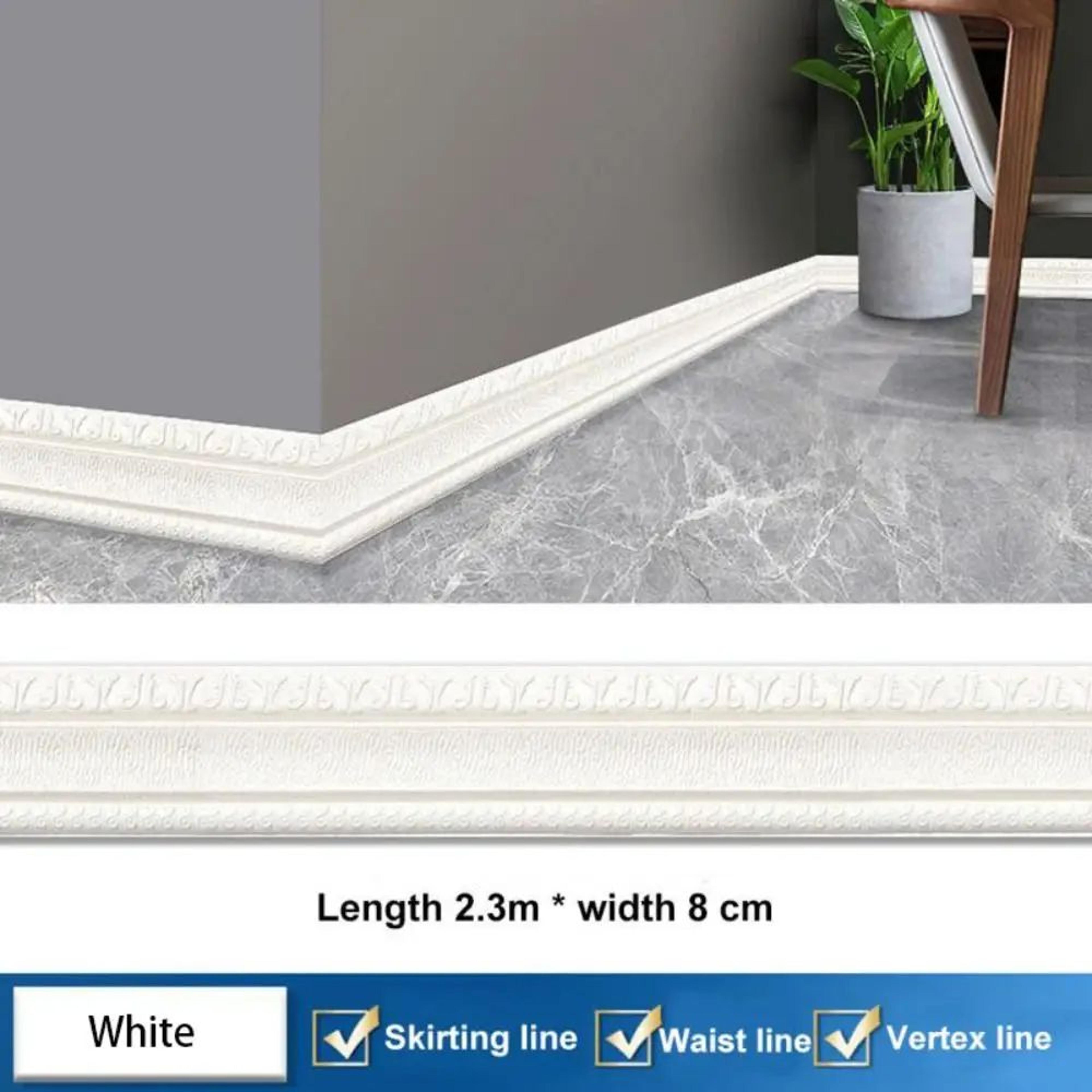 906 Inches XPE Foam 3D Skirting Board Trim 8cm  Waterproof SelfAdhesive Wall Sticker Baseboard Wais 12