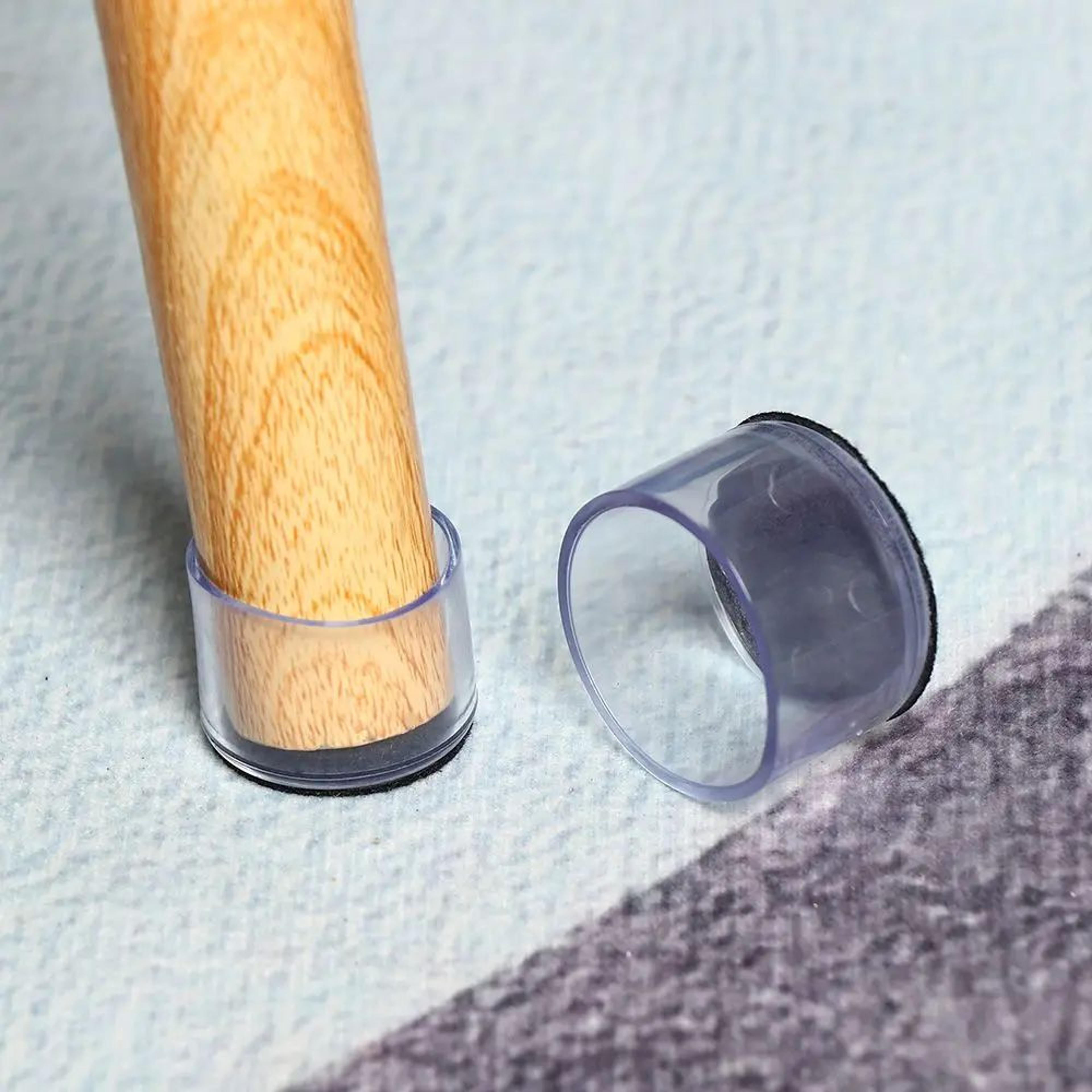 4 Pcs Transparent PVC Chair Leg Caps  NonSlip Table Foot Covers  Floor Protector Pads For Round Fur