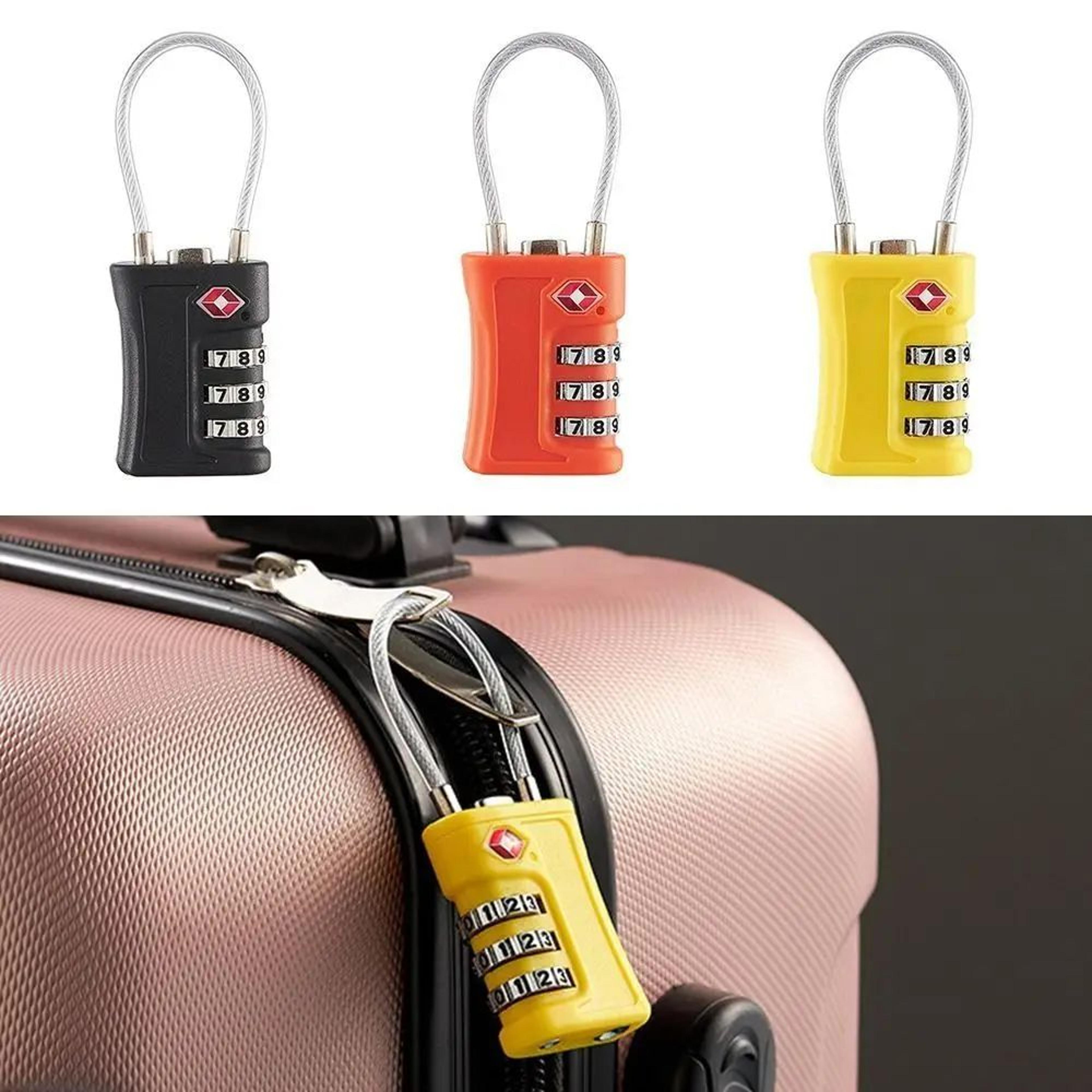 Portable TSA 3Digit Combination Wire Rope Lock  AntiTheft Padlock For Luggage Suitcase Backpack  Tr 1