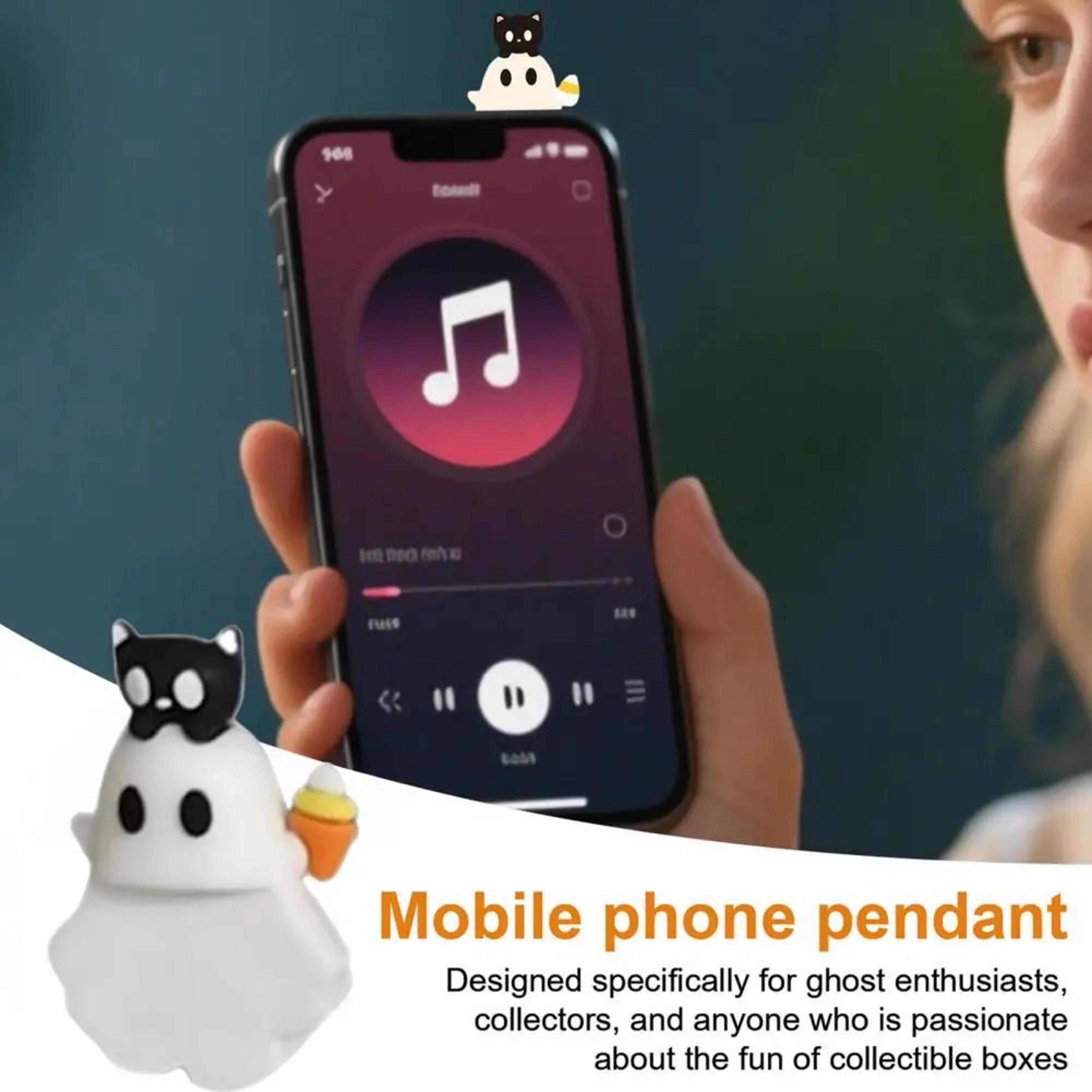 Cute Halloween Ghost Phone Buddy StickOn Mini Ghost Figures Adhesive Smartphone Topper Decor Kawaii 1