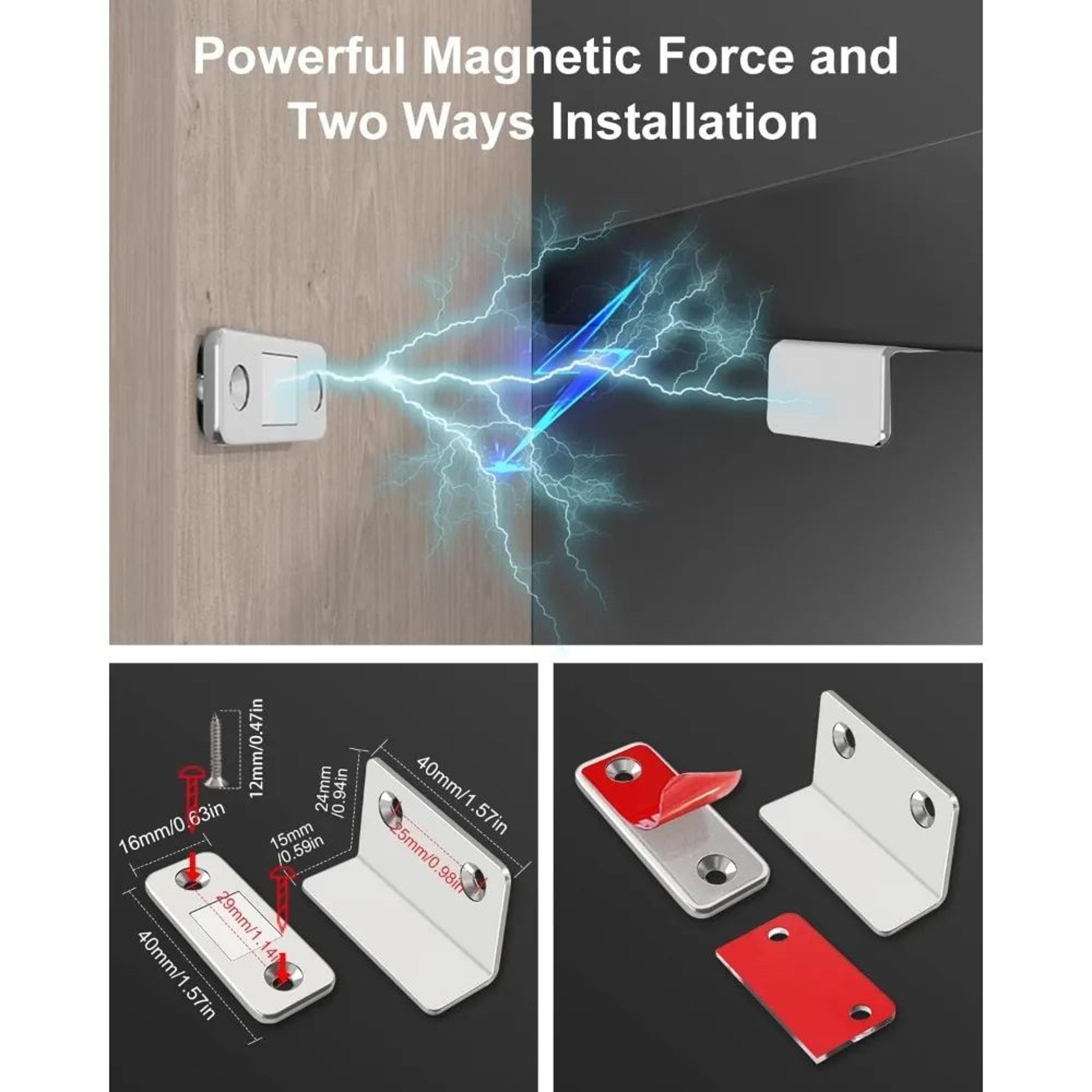 2pcs Magnetic Door Catch For Cabinets  Sliding Doors  Invisible DrillFree Adhesive Latch Strong Hol 3