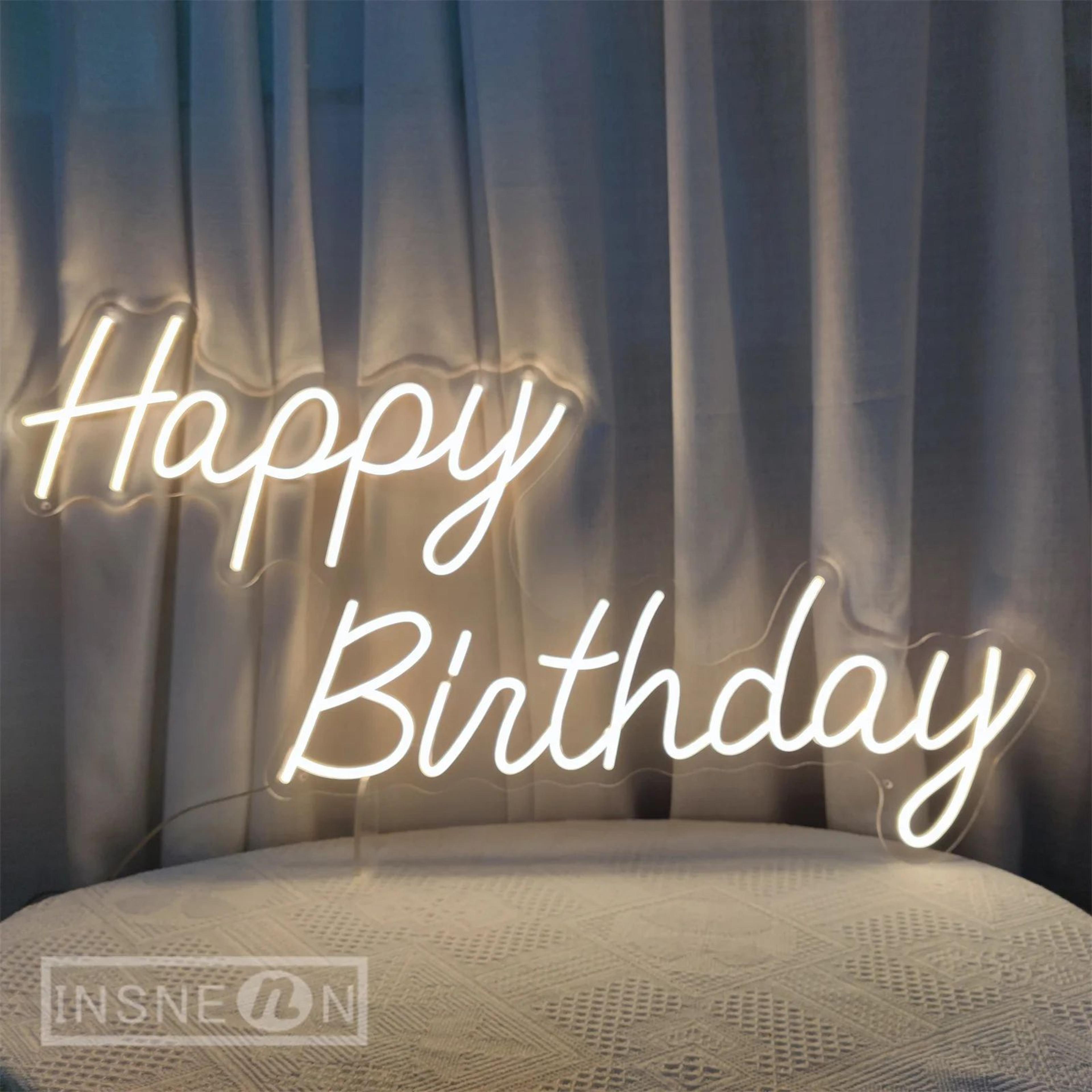 Happy Birthday LED Neon Sign  USB Party Wall Decor Light For Bedroom Events Photos Bright Celebrati 0