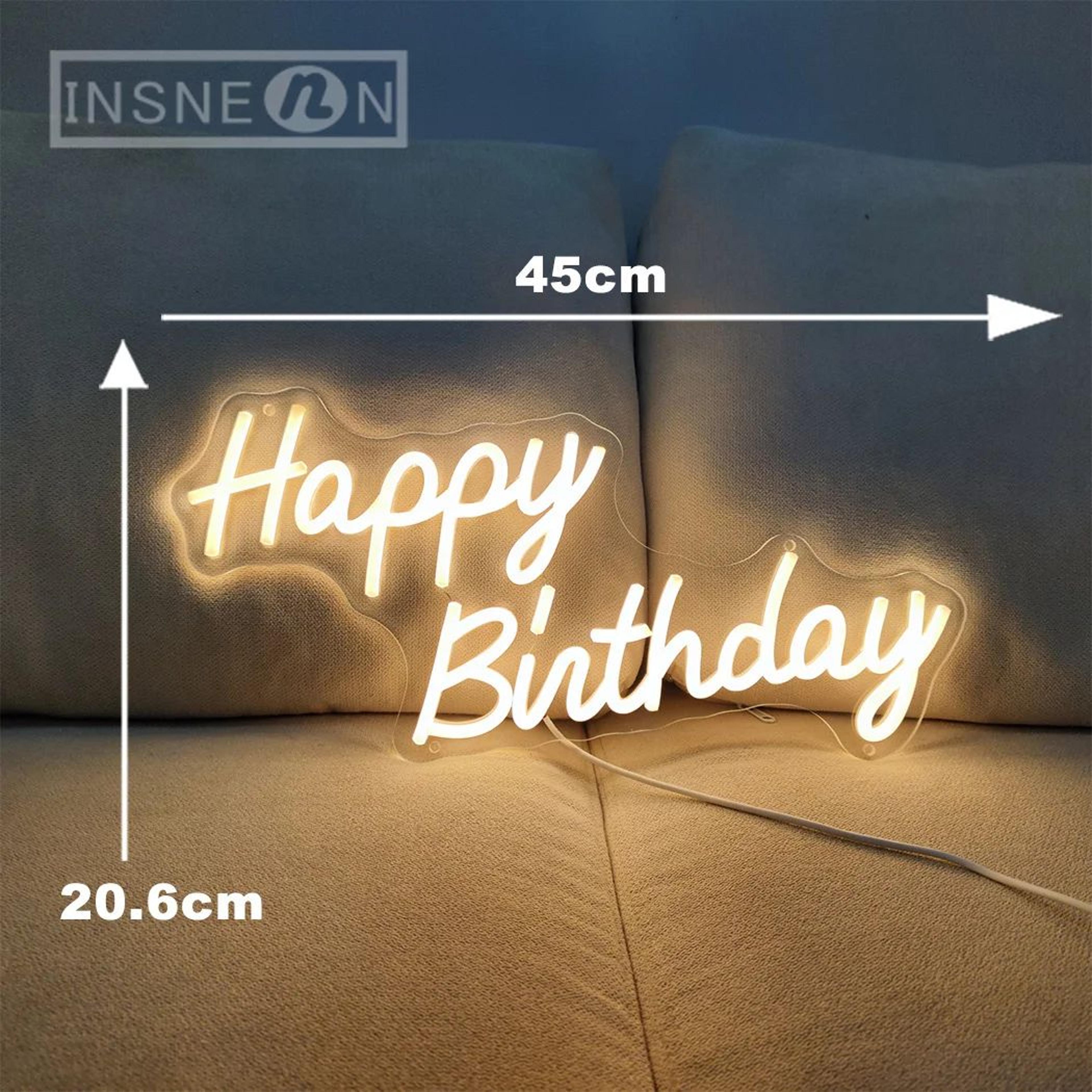 Happy Birthday LED Neon Sign  USB Party Wall Decor Light For Bedroom Events Photos Bright Celebrati 3