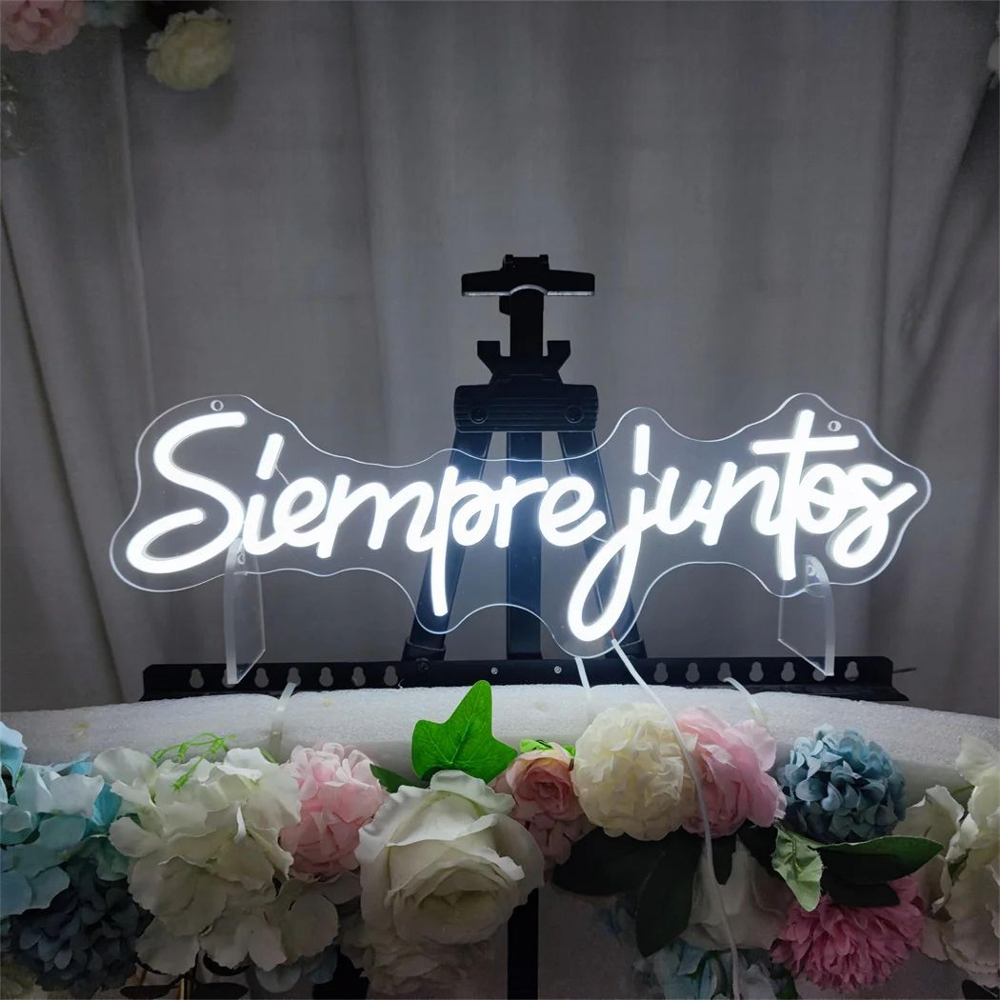 Siempre Juntos LED Neon Sign  Spanish Always Together Wedding  Engagement Wall Decor Light Romantic 2