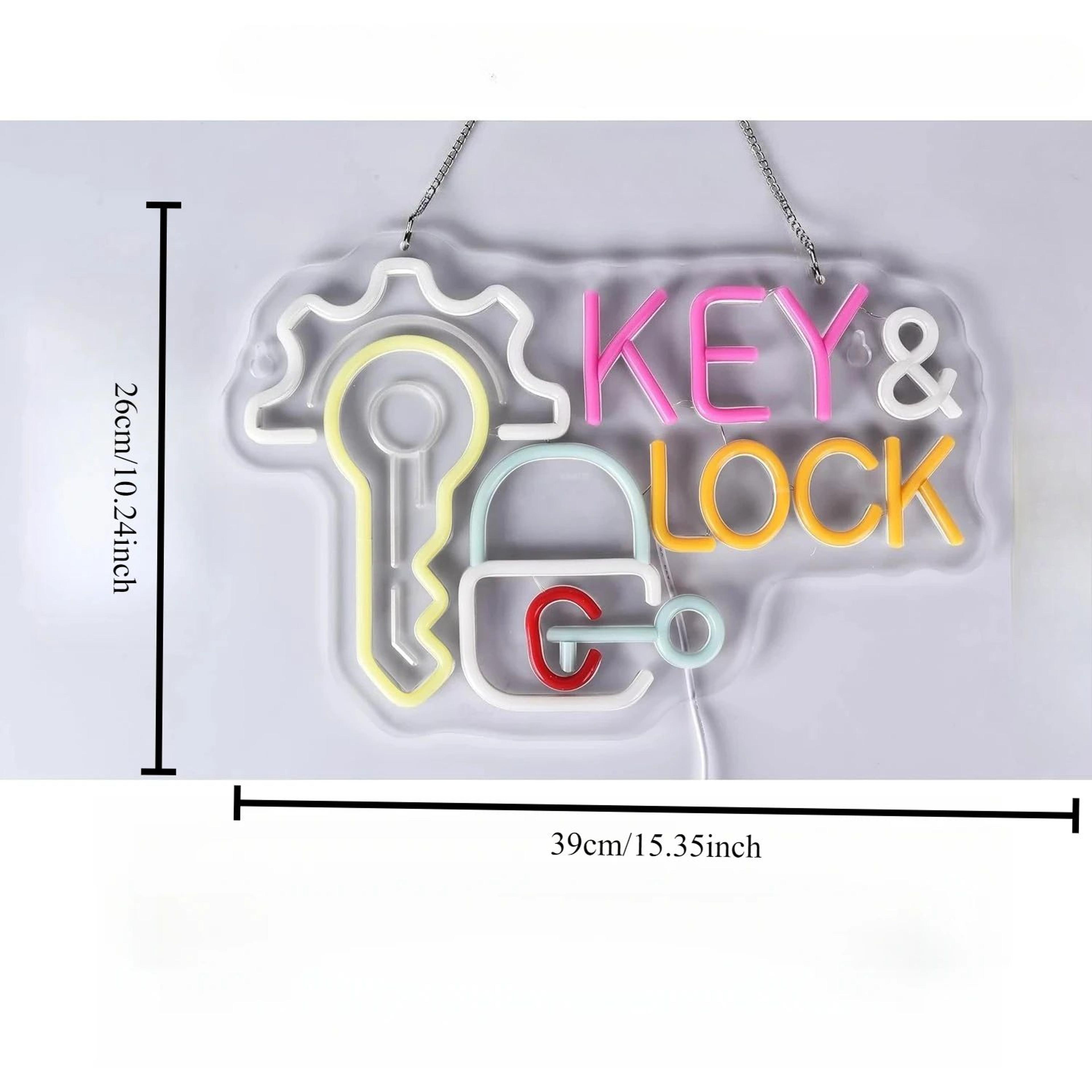 Key  Lock LED Neon Sign  Hanging Wall Light Decor For Locksmith Shop Security Store Car Dealership  6