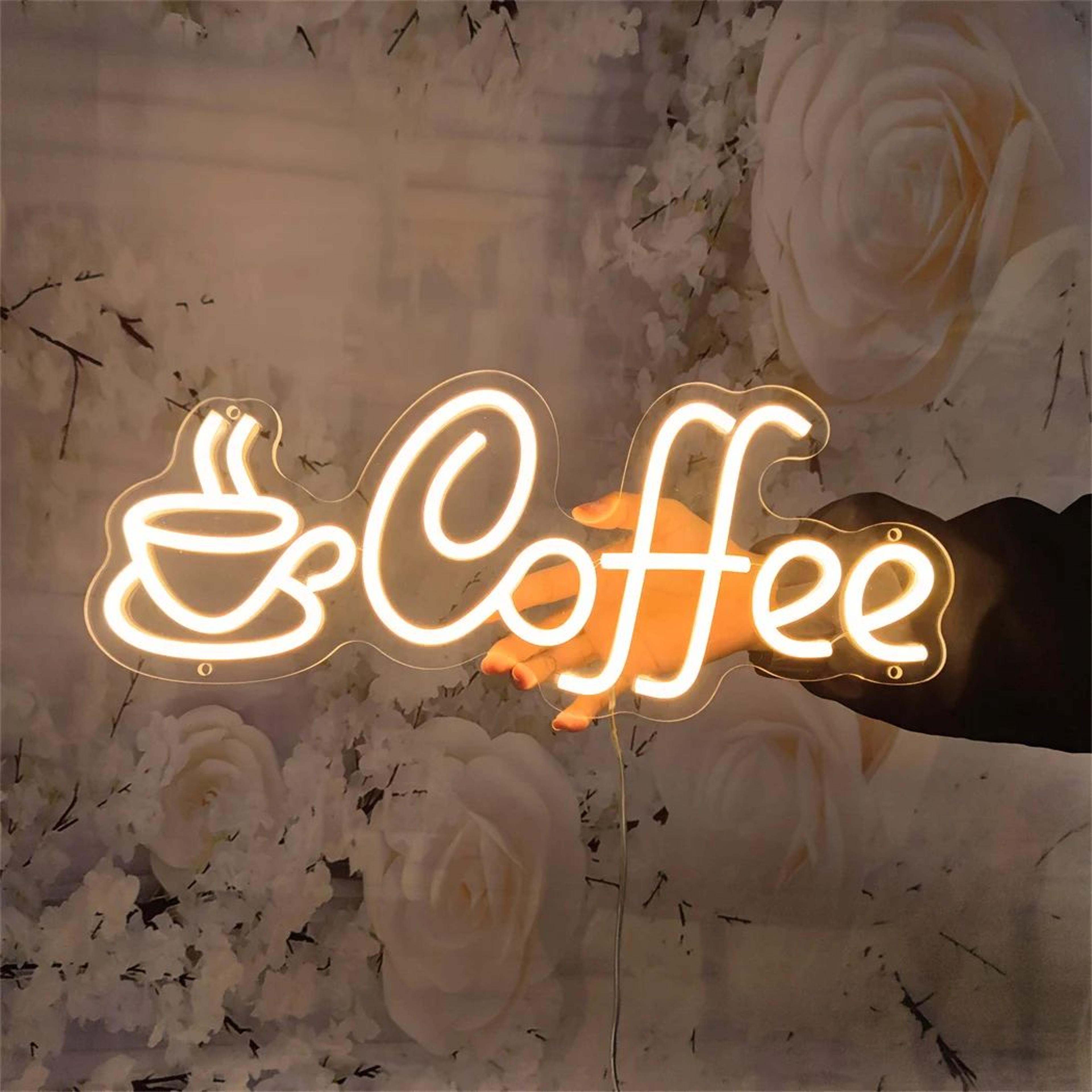 LED Coffee Neon Sign USB Powered Wall Light  Single Color Hanging Decor For Cafe Bar Shop Kitchen   4