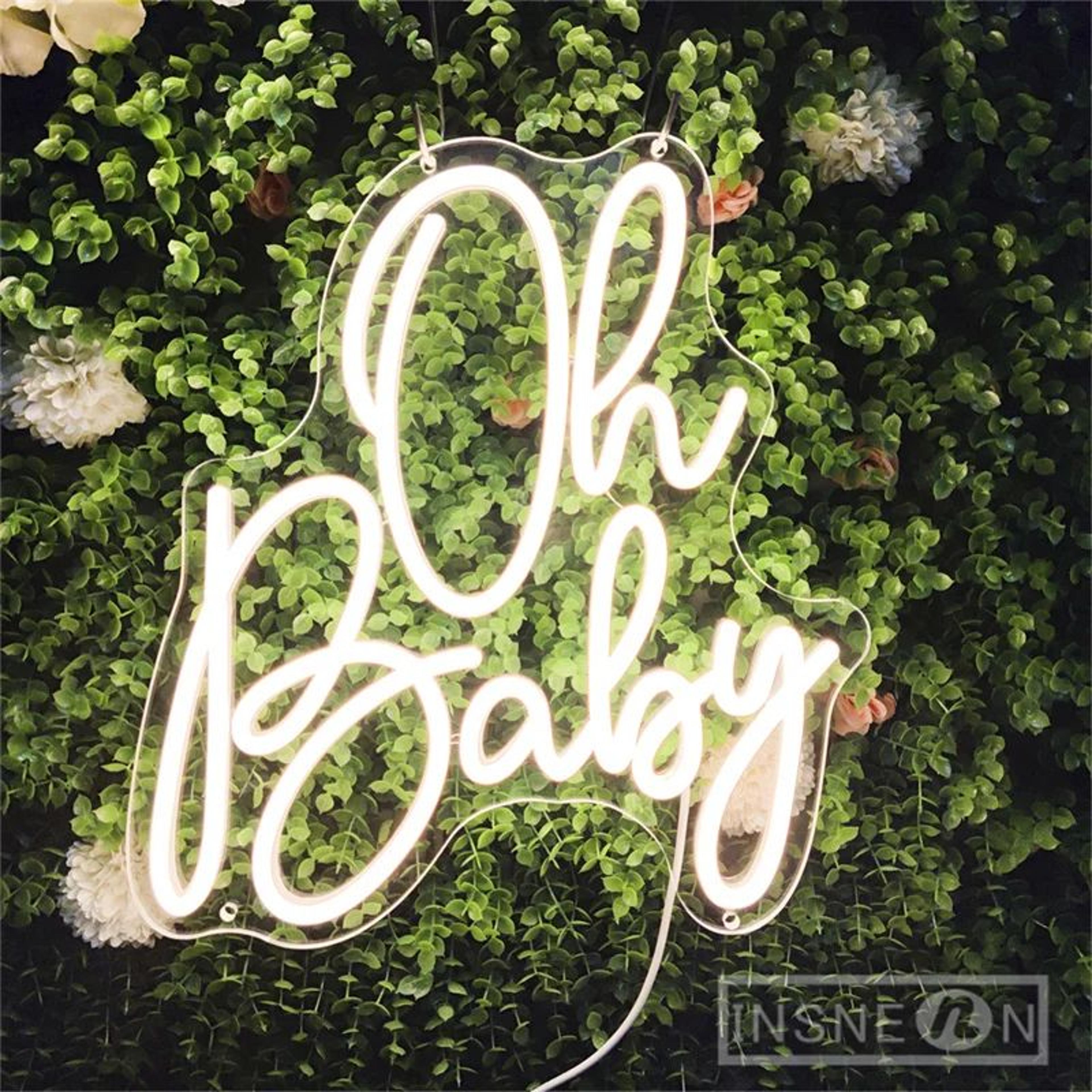 Oh Baby Personalized LED Neon Sign  Custom Baby Shower Wall Decor Light For Nursery Kids Bedroom Ph 2