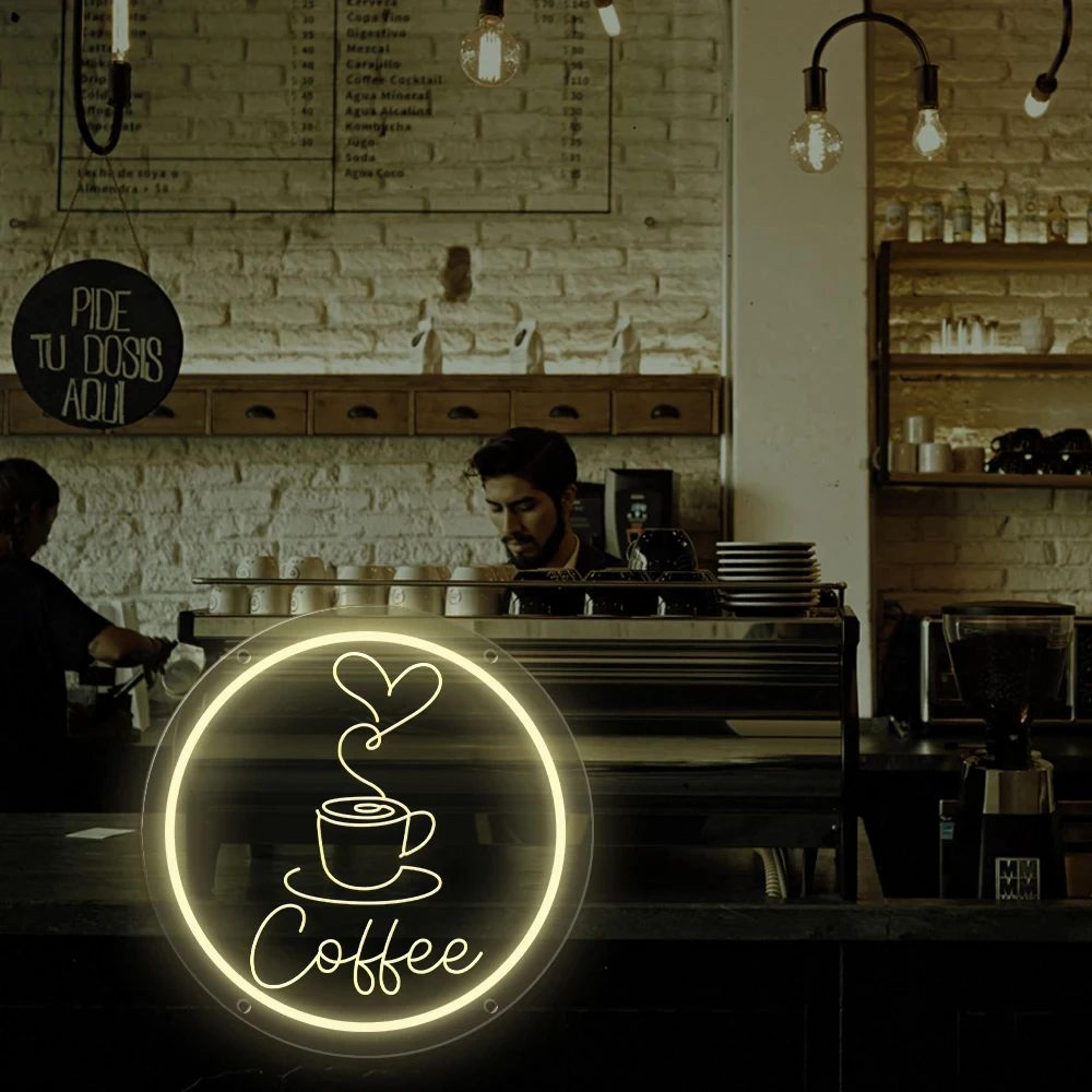 Coffee Bar LED Neon Sign  Wall Hanging Decor Light For Cafe Restaurant Kitchen  Home Coffee Corner  1