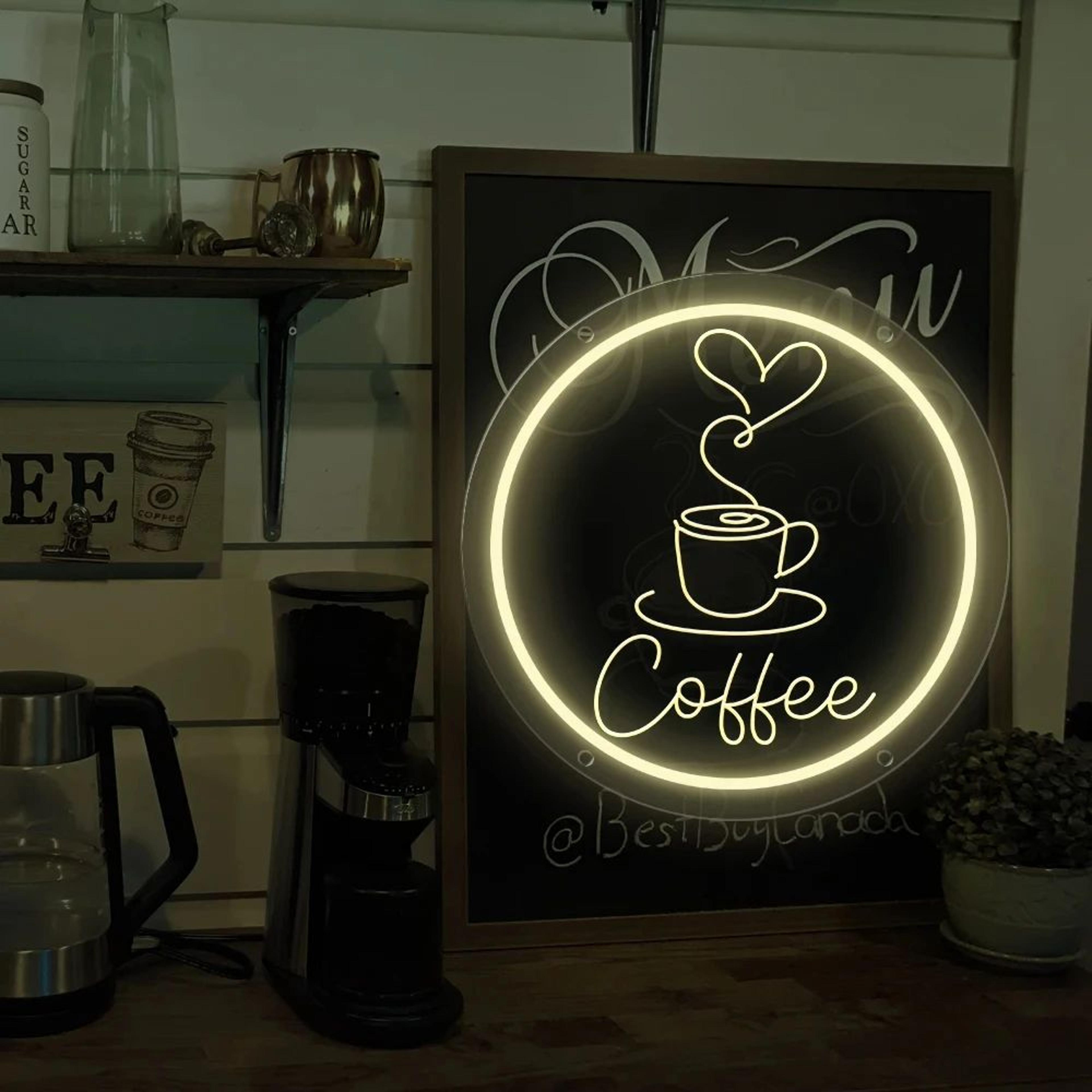 Coffee Bar LED Neon Sign  Wall Hanging Decor Light For Cafe Restaurant Kitchen  Home Coffee Corner  3