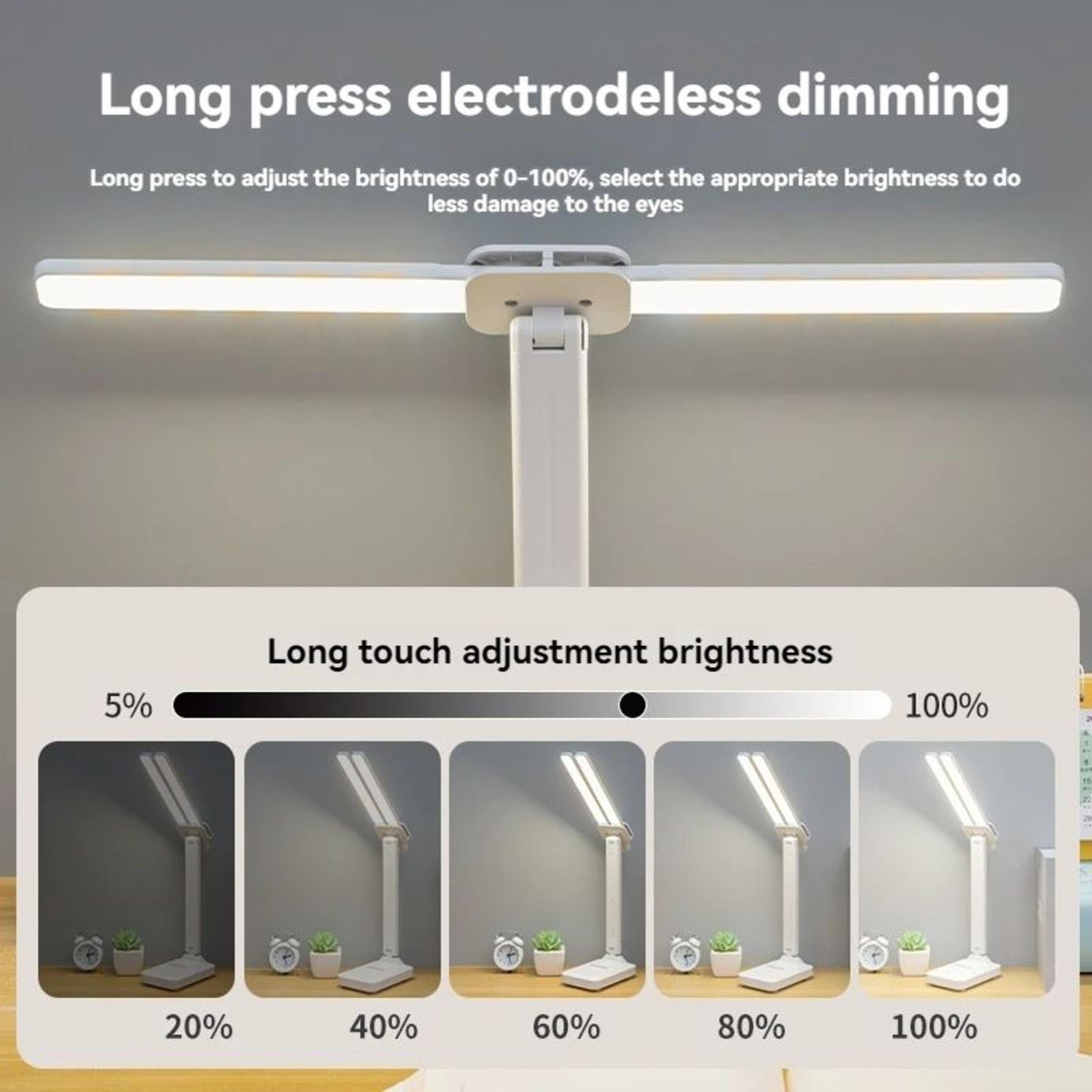 USB Rechargeable LED Desk Lamp Foldable Touch Table Light 3 Level Dimmable EyeCare Lighting For Bed 3