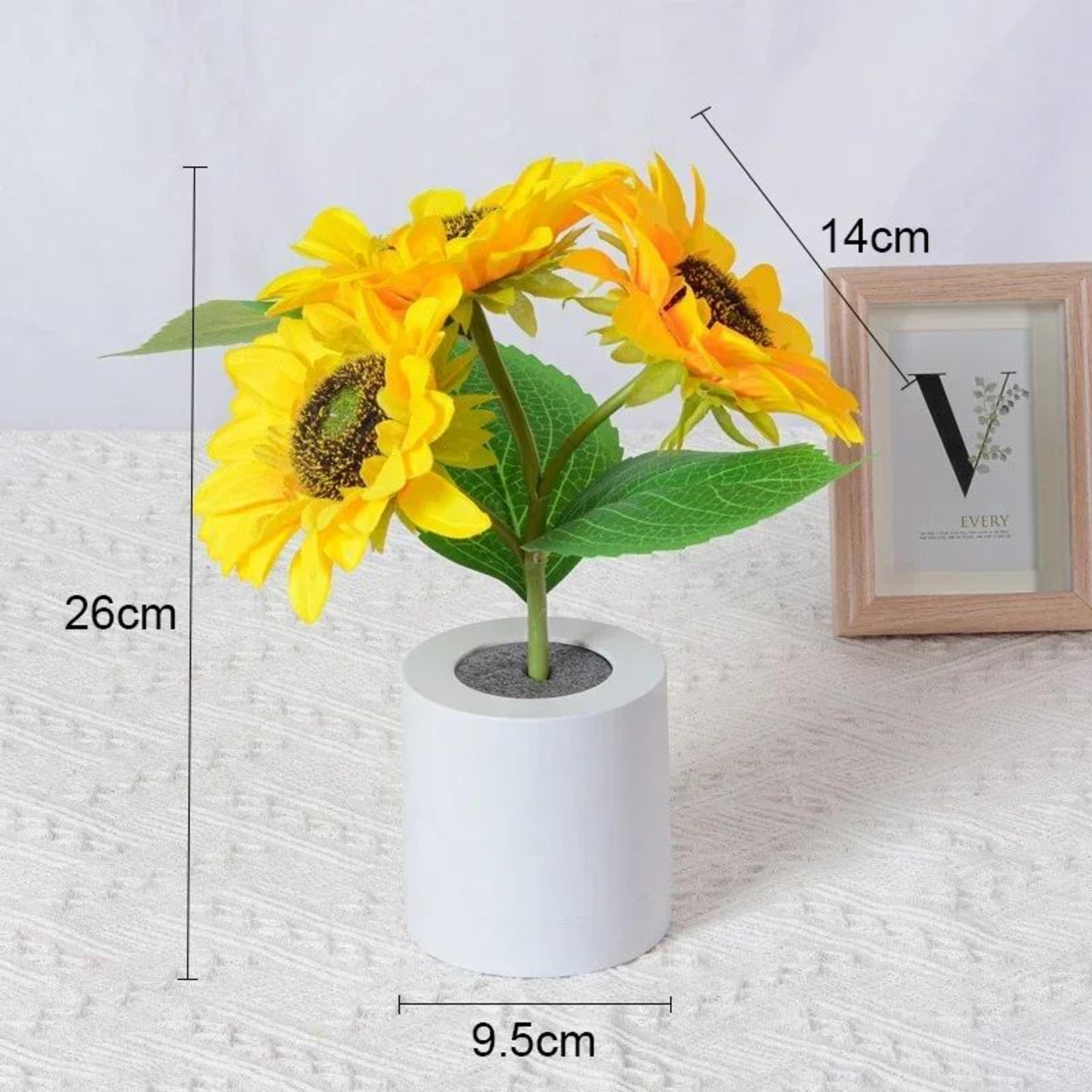 Rechargeable Sunflower LED Night Light Lamp 3Light Bedside Table Decor For Bedroom Desk Nursery War 6