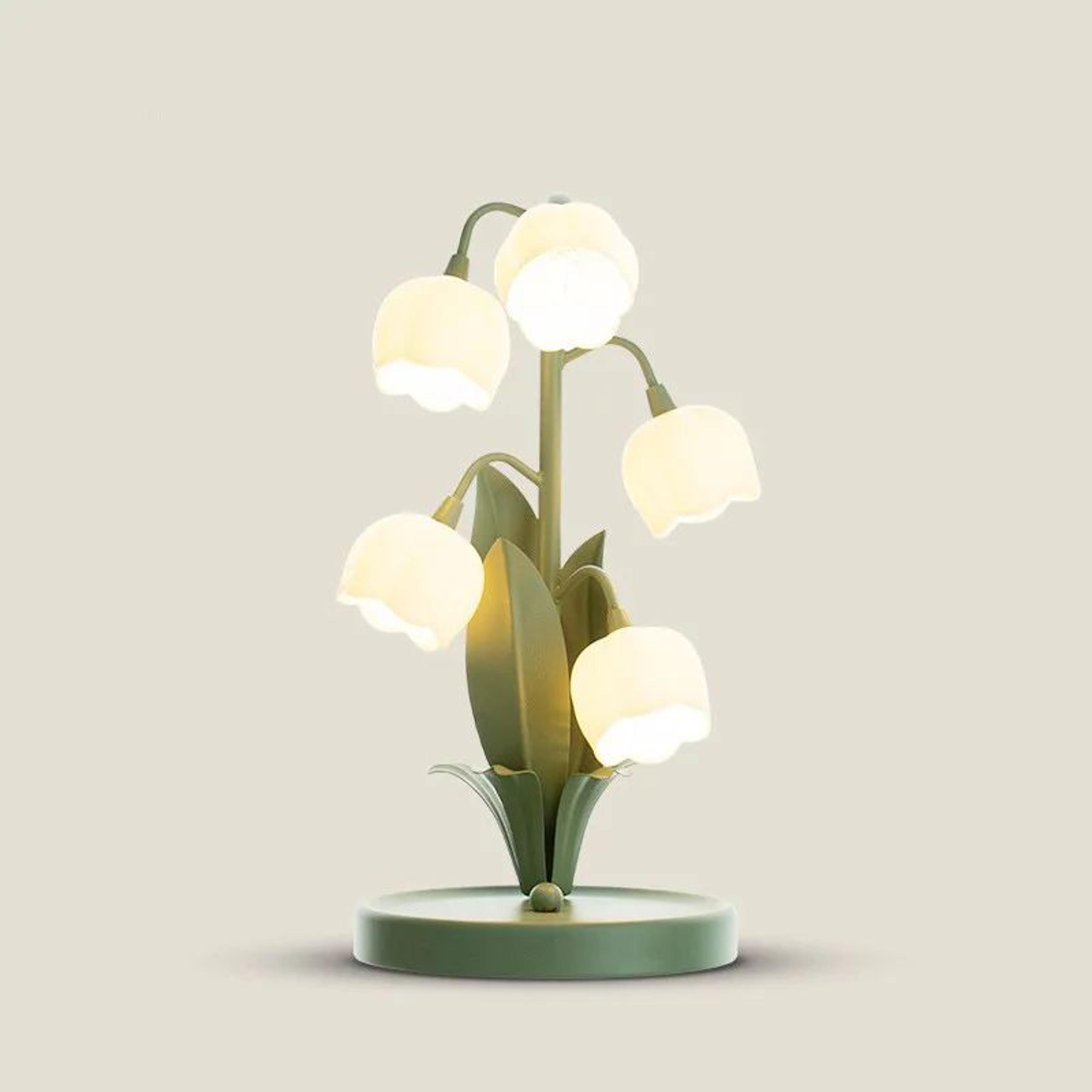 Vintage Floral Lily Table Lamp With 5 Lights US Plug G4 LED Nightstand Lamp For Bedroom Living Room 1