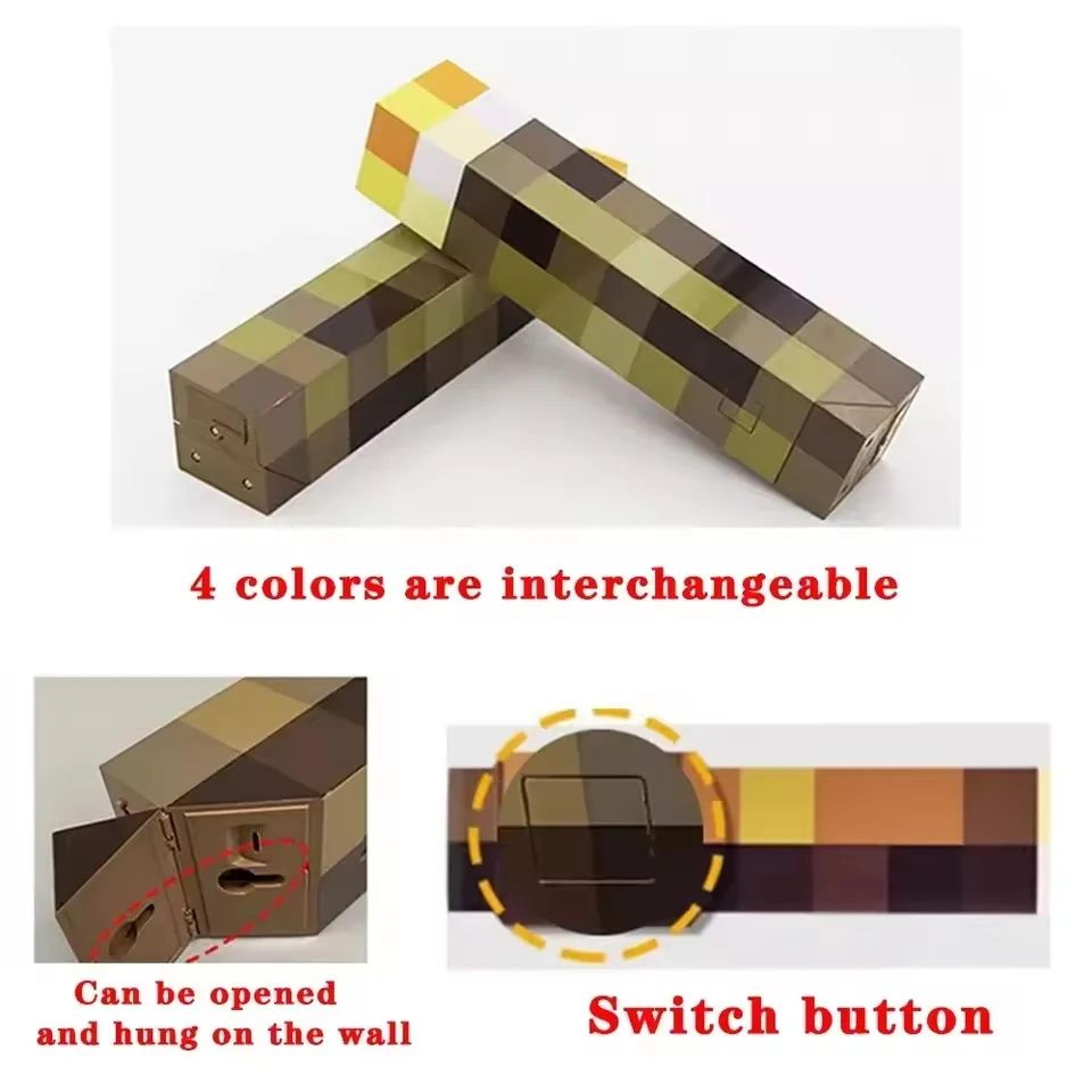 Game Brownstone Torch LED Night Light Figure 4 Color Bedroom Decor Lamp USB Rechargeable Kids Gift  1