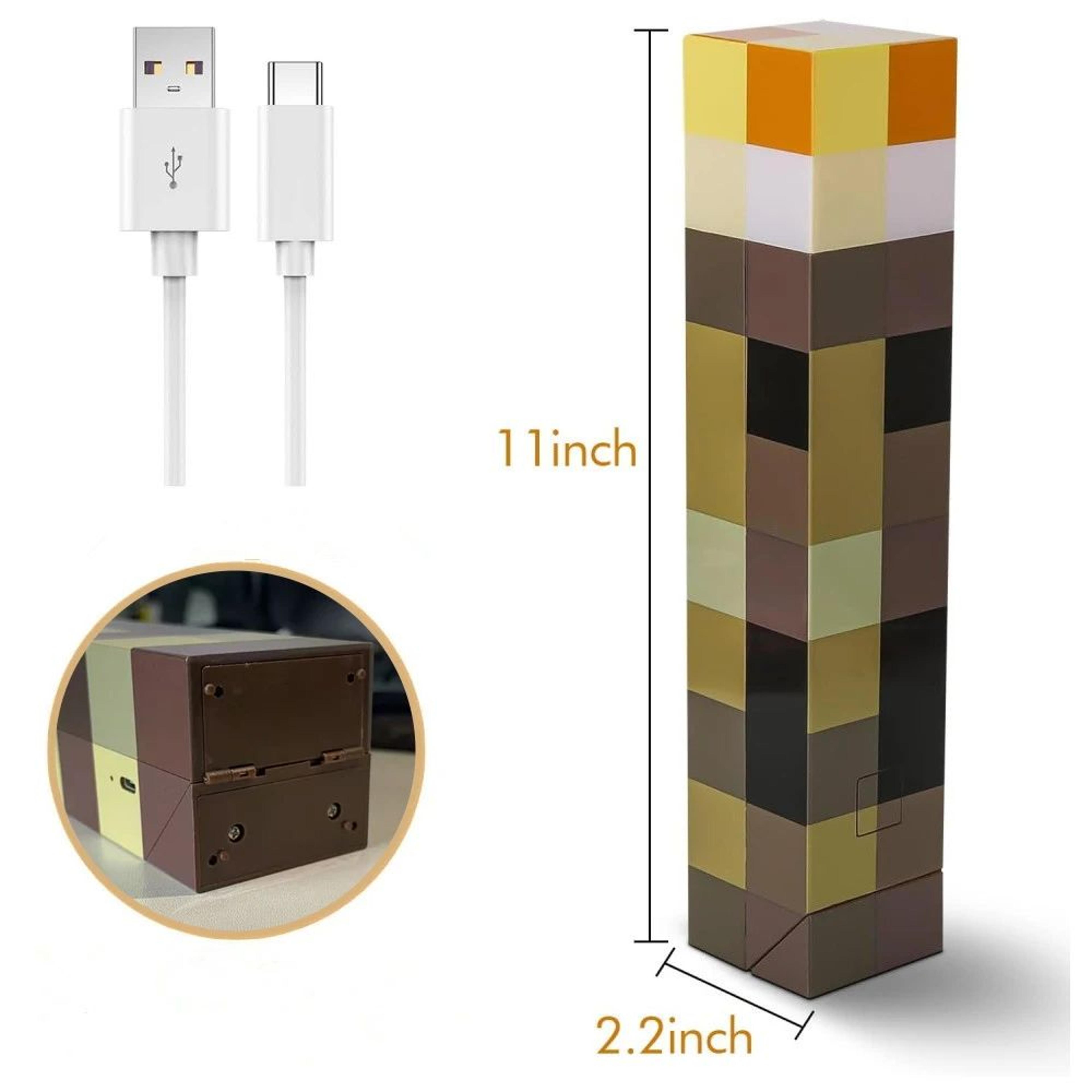 Game Brownstone Torch LED Night Light Figure 4 Color Bedroom Decor Lamp USB Rechargeable Kids Gift  4
