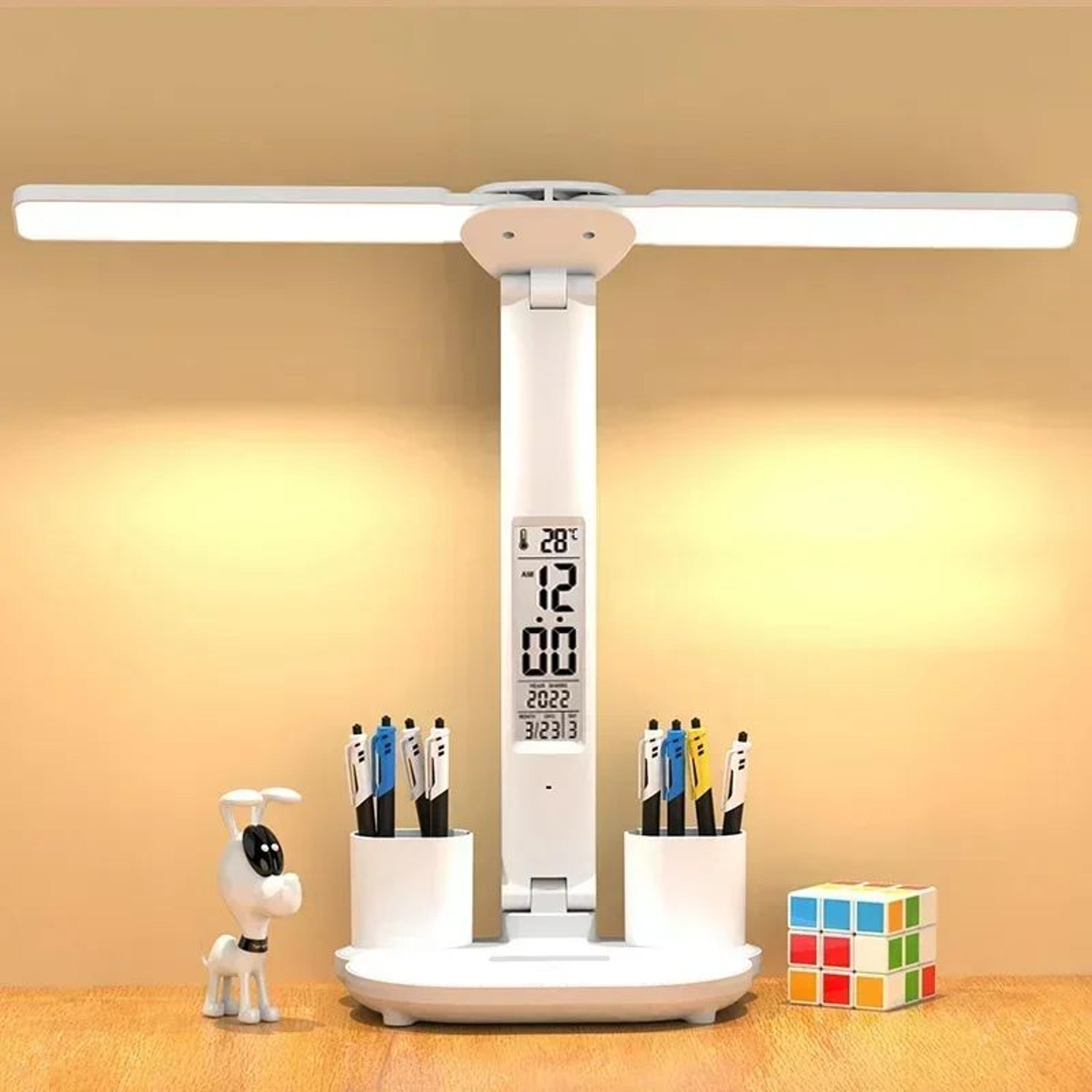 LED Desk Lamp With Clock Calendar Temperature USB Touch Dimmable Foldable Table Light Night Lamp Fo 1