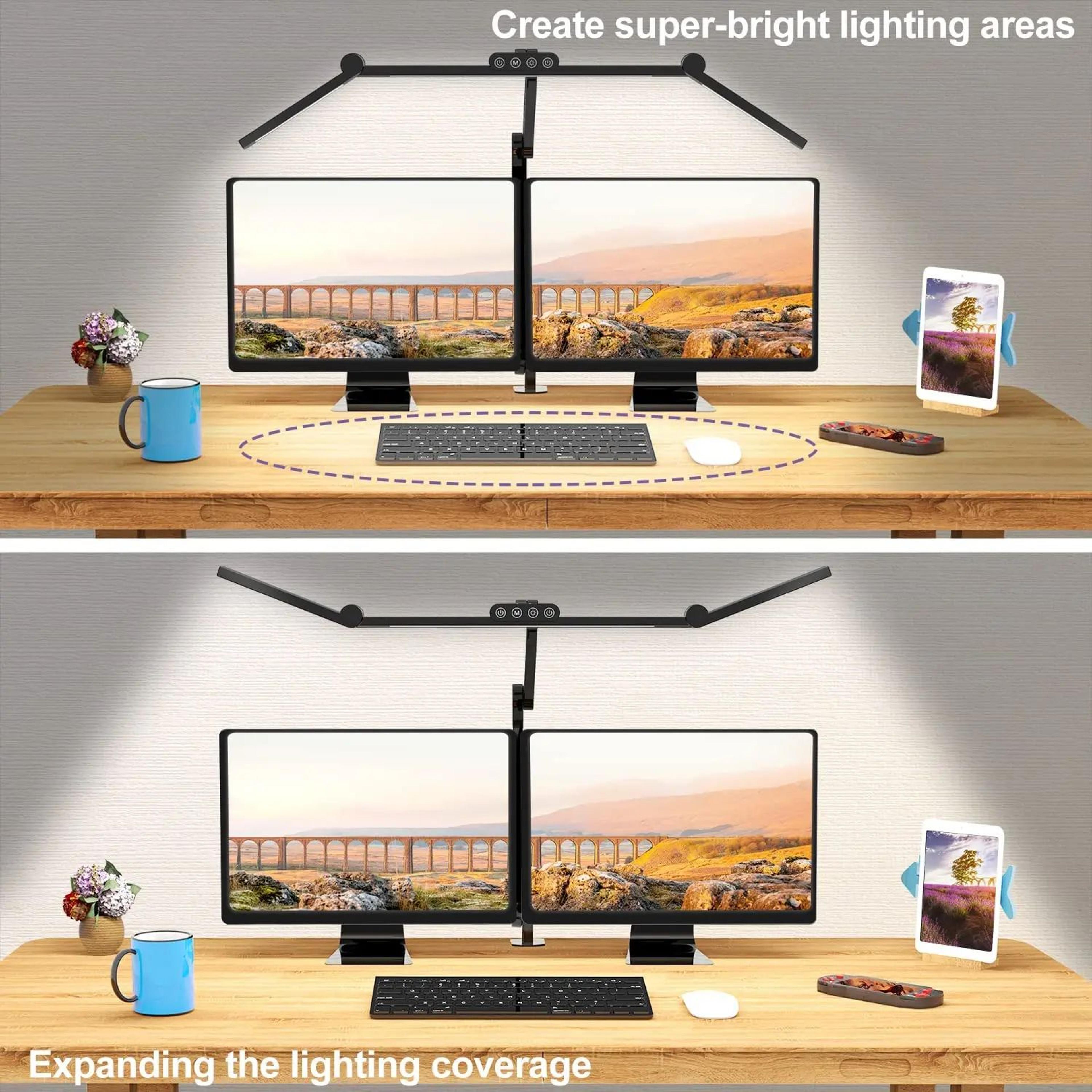 24W Ultra Bright LED Clamp Desk Lamp Auto Dimming Architect Task Light With Atmosphere Lighting For 4