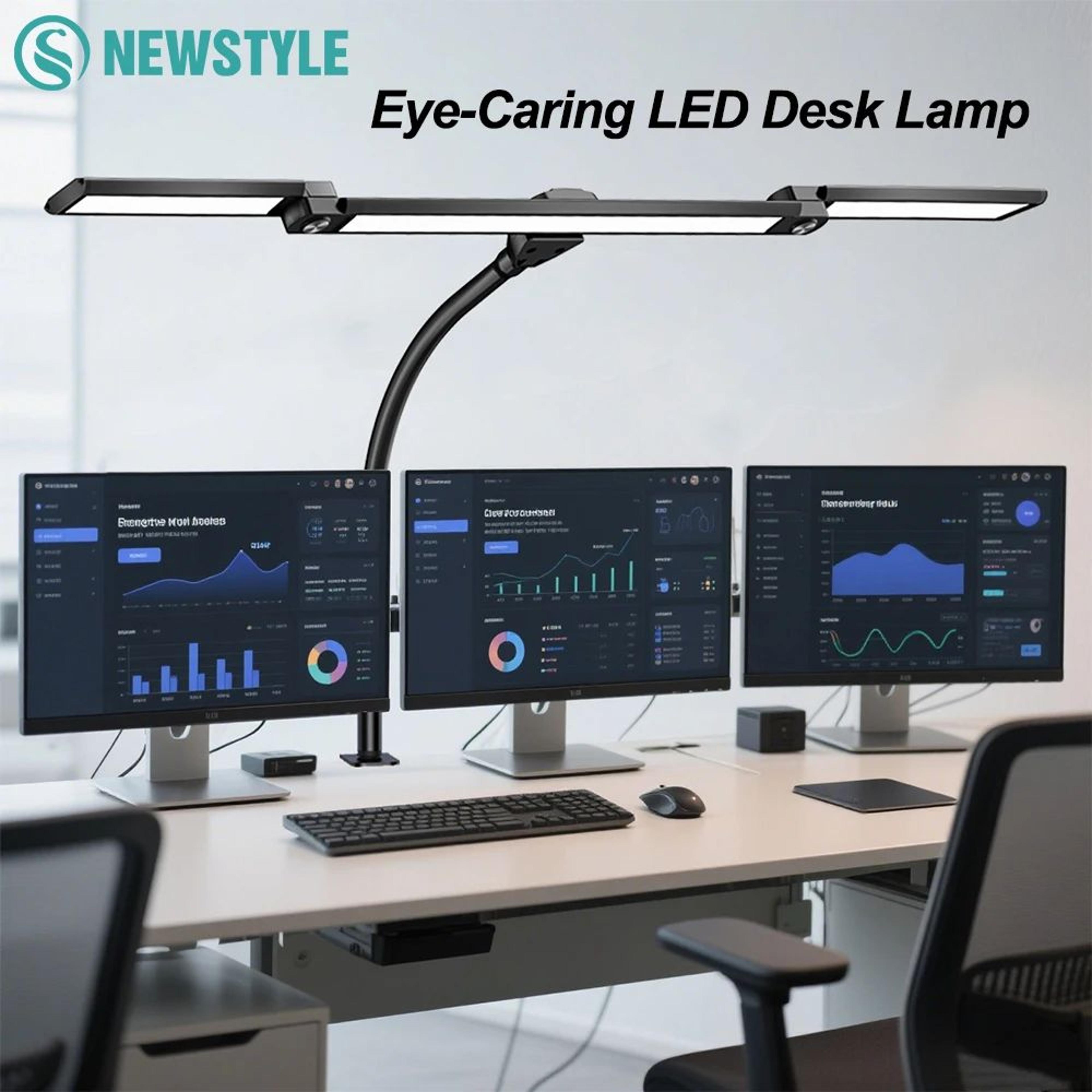 3Head 16W LED Desk Lamp EyeCaring Architect Task Light 5 Color Modes 10Level Dimming Monitor Office 0
