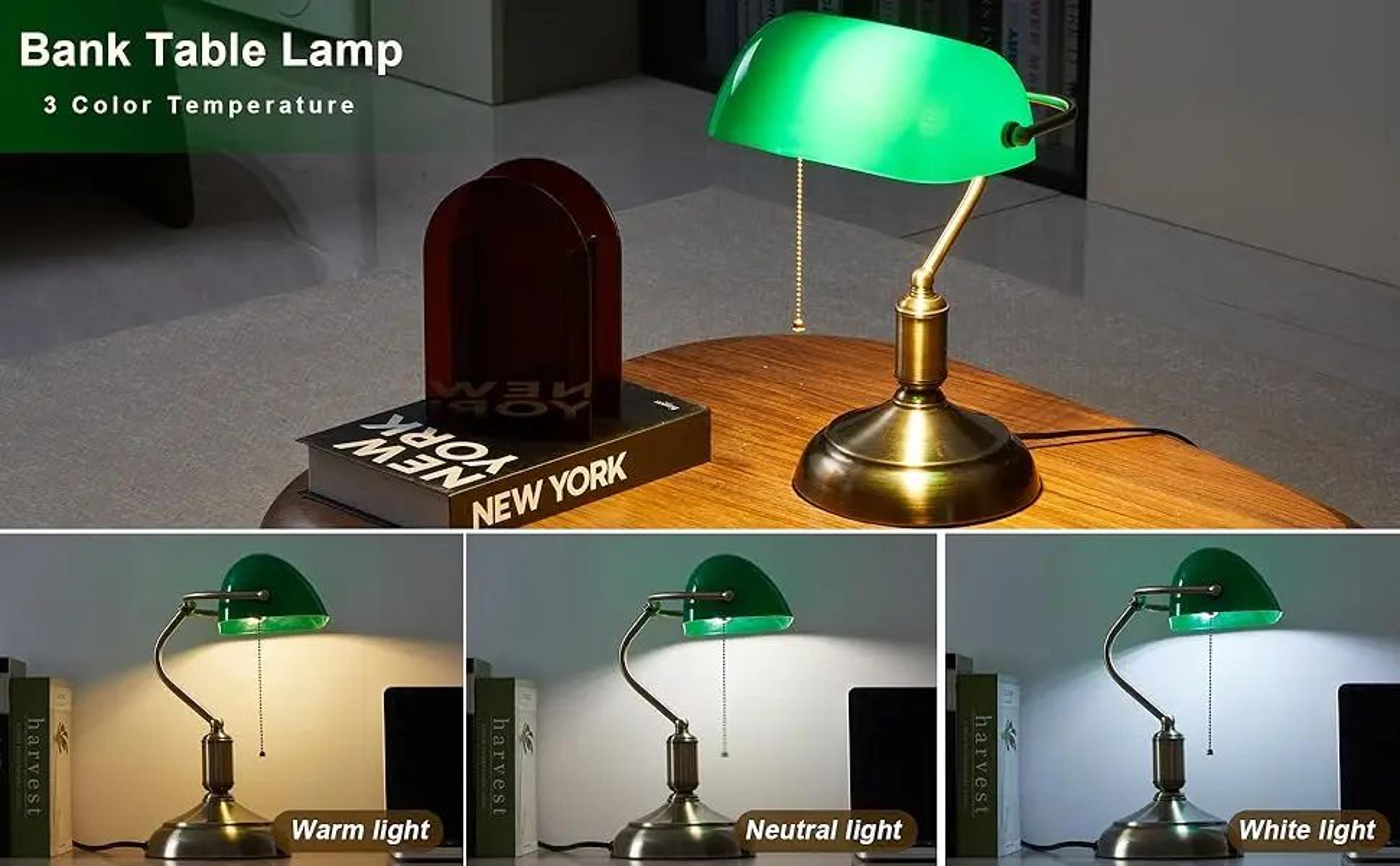 Classic Green Bankers Desk Lamp LED Reading Table Light With Acrylic Shade Vintage Study Lamp For H 7