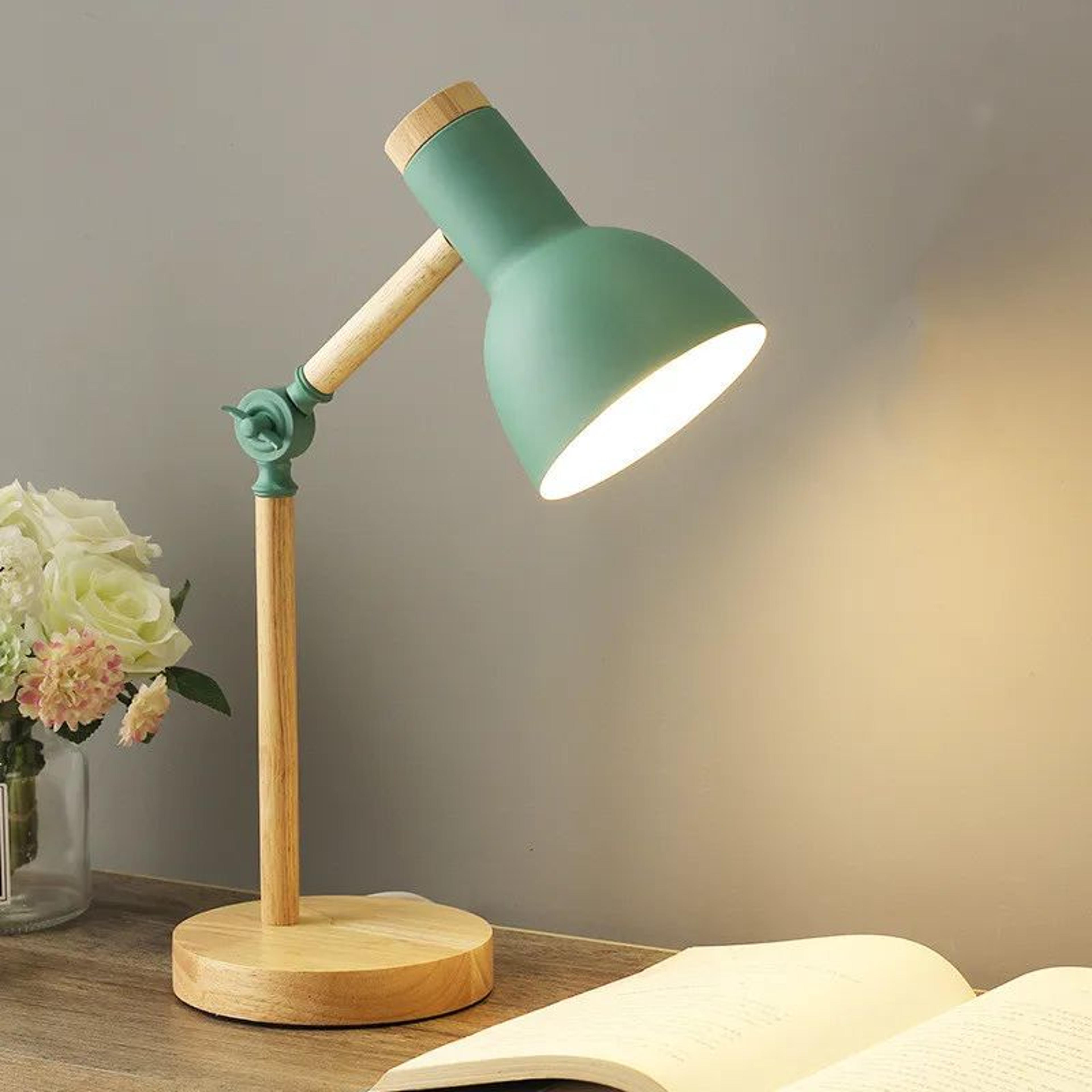 Nordic Wood E27 Desk Lamp Eye Protection Reading Table Light Height Adjustable Modern Bedside Lamp  4