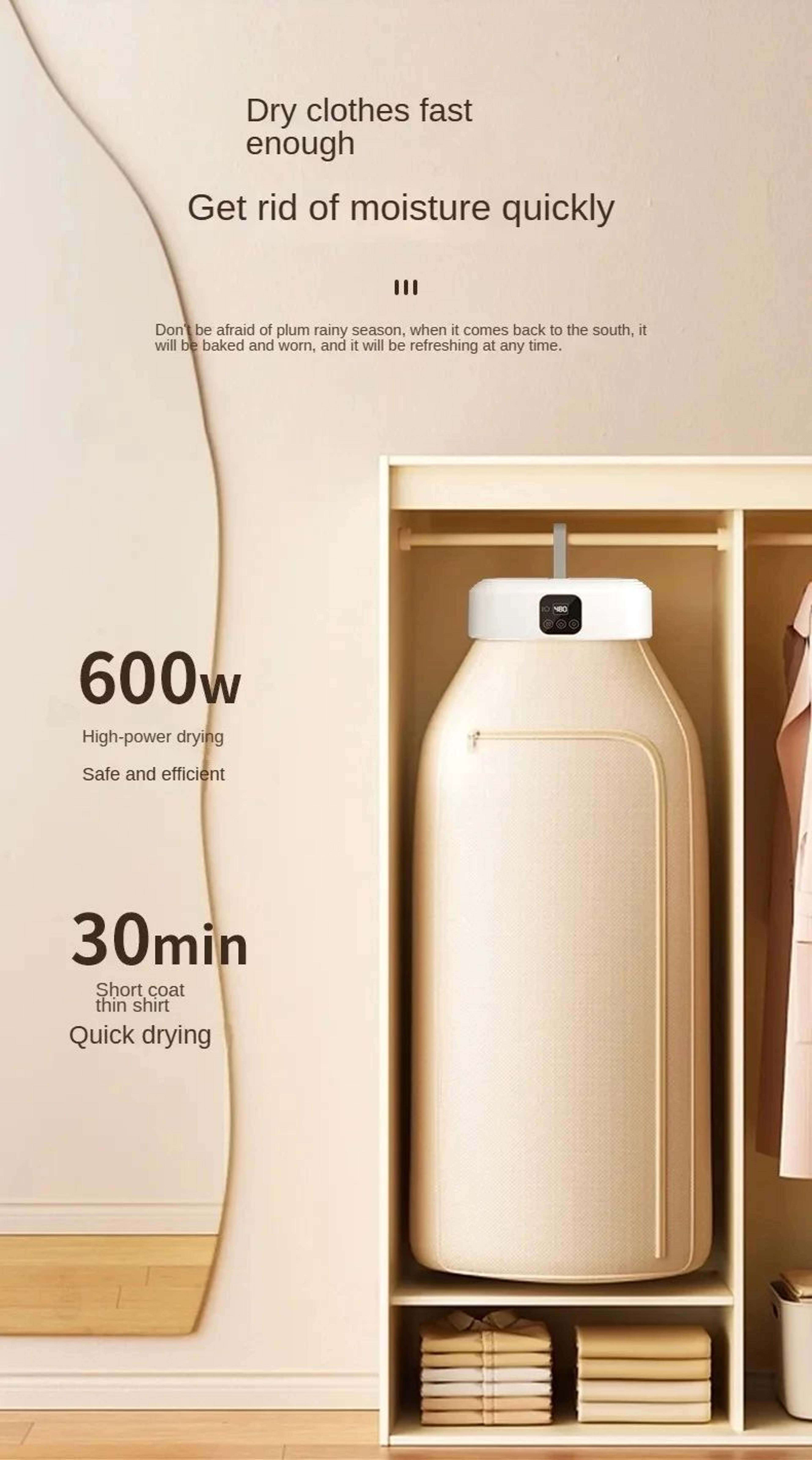 Electric Warm Air Clothes Dryer Cabinet W Remote  Timer FloorStanding Laundry Drying Machine Fast H 6