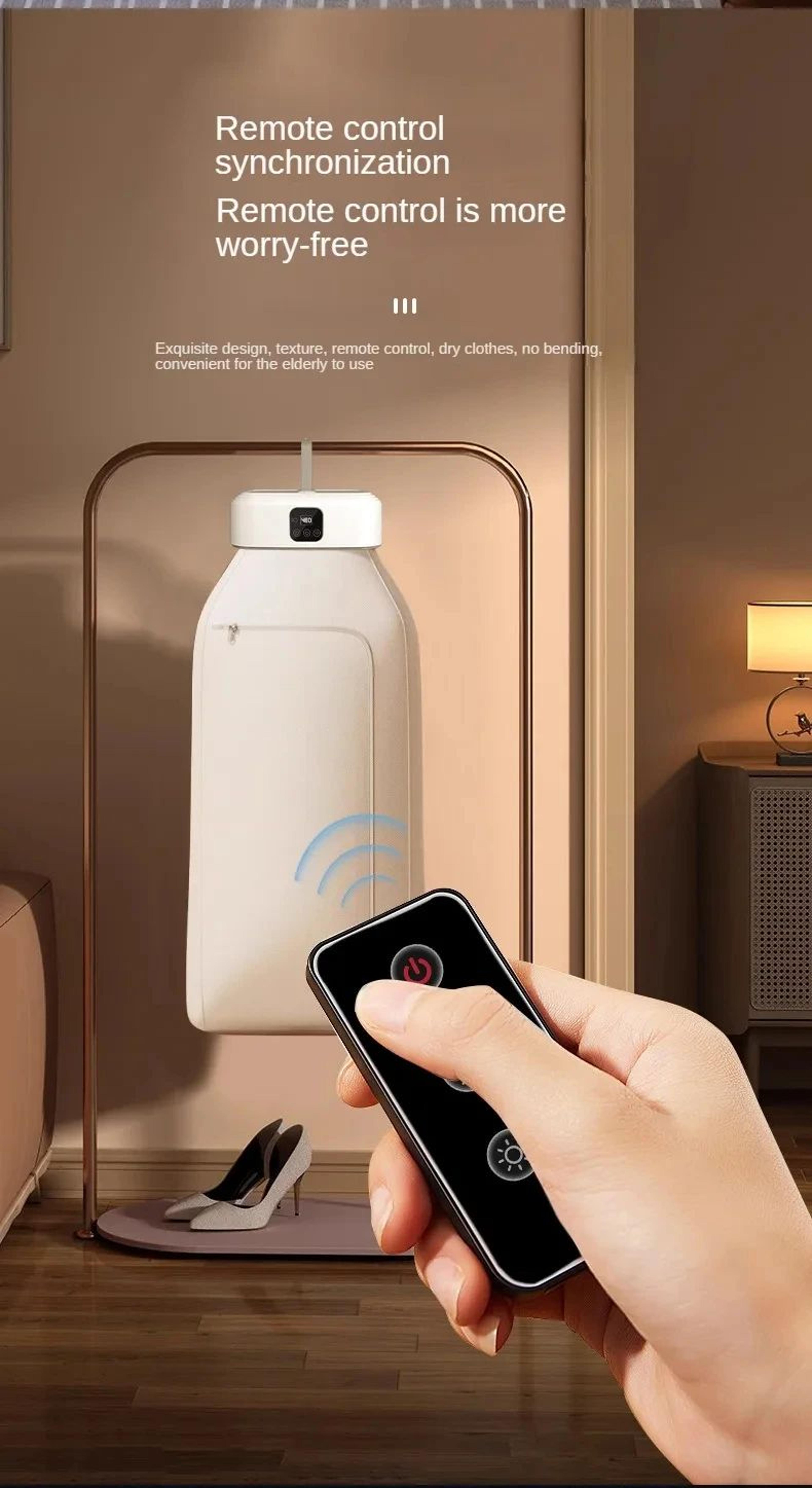 Electric Warm Air Clothes Dryer Cabinet W Remote  Timer FloorStanding Laundry Drying Machine Fast H 7