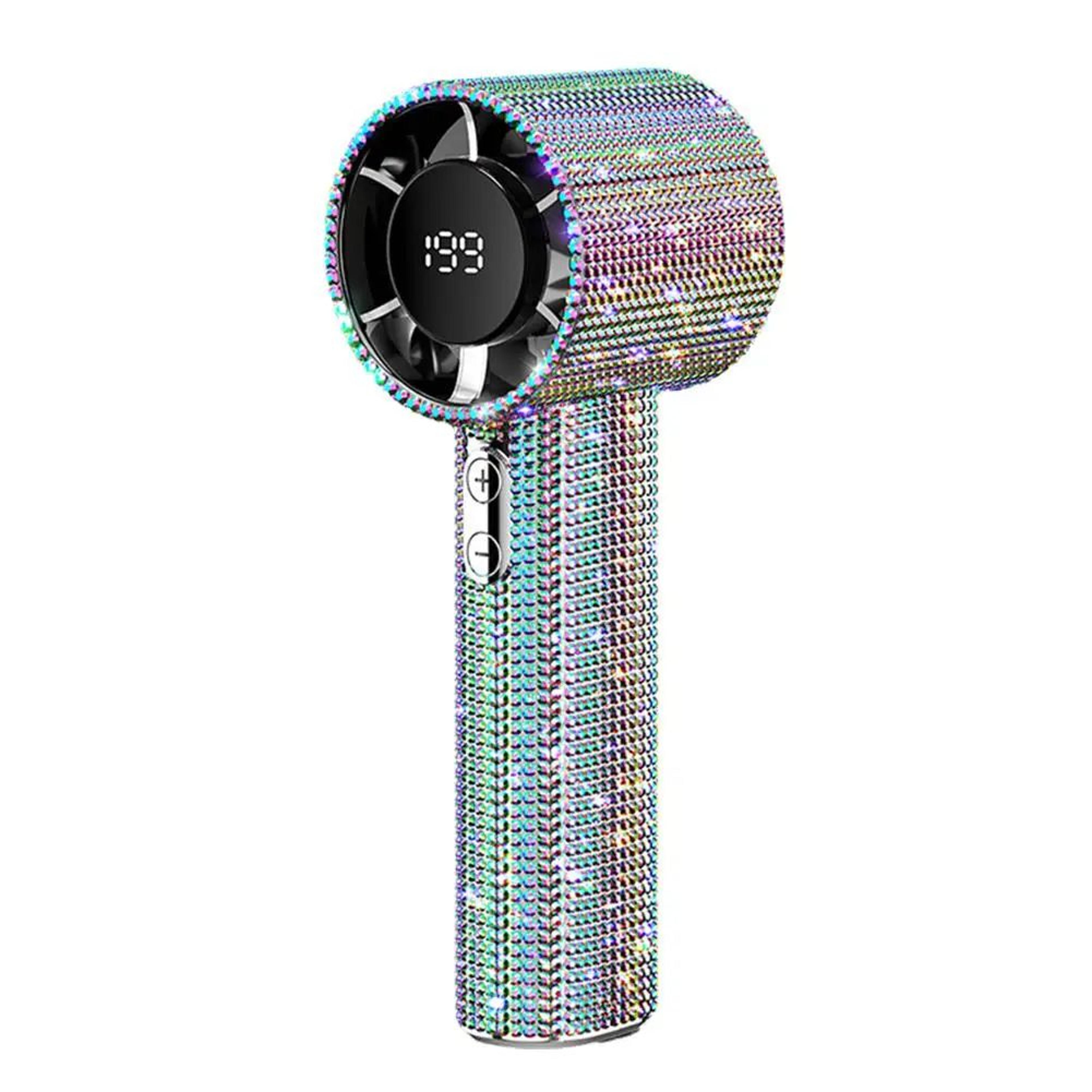 DiamondStudded Portable Mini Handheld Fan W Digital Display  Silent HighSpeed Motor Rechargeable Su 6