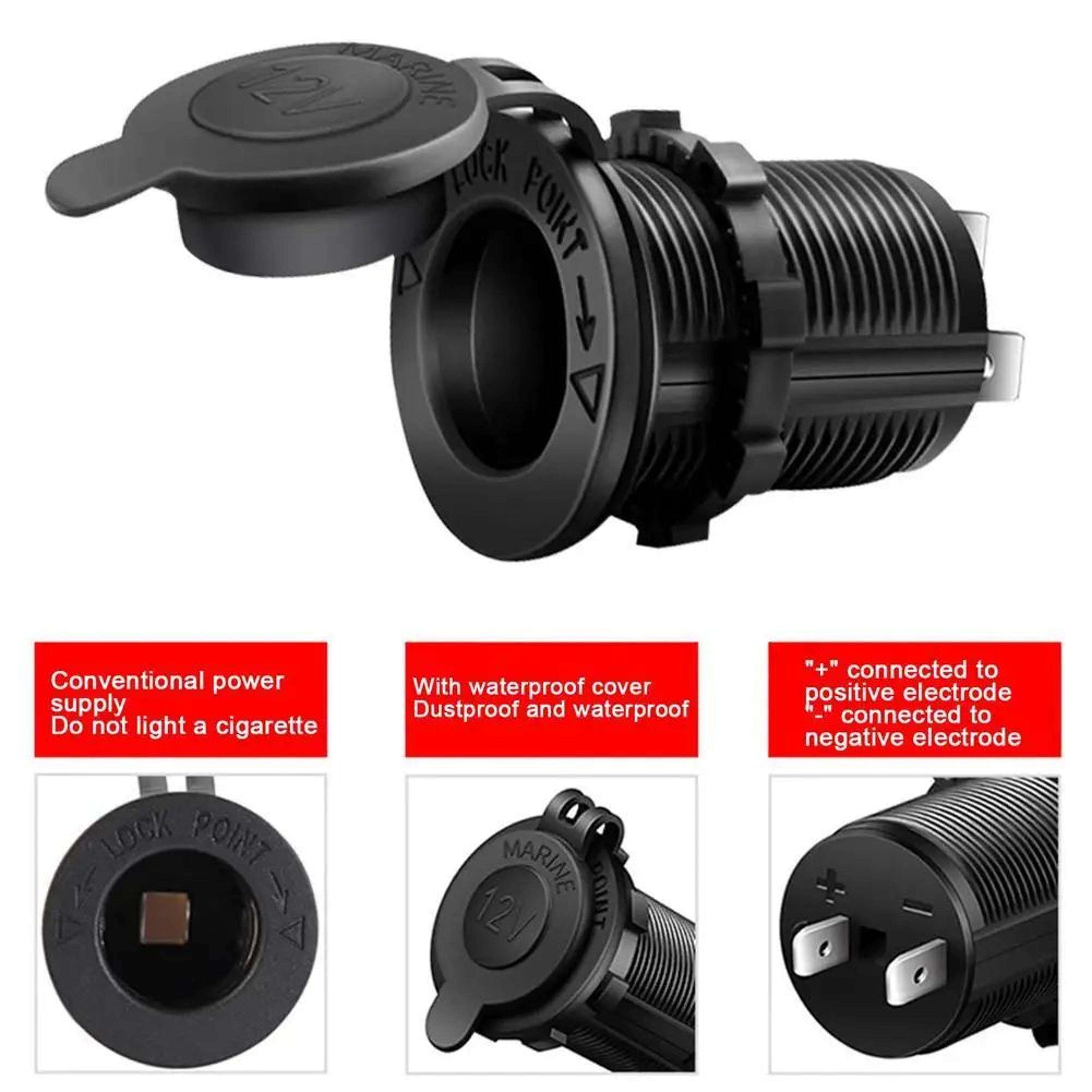 12V Waterproof Cigarette Lighter Socket Plug  Car Marine RV ATV Motorcycle Power Outlet Adapter Dur 10