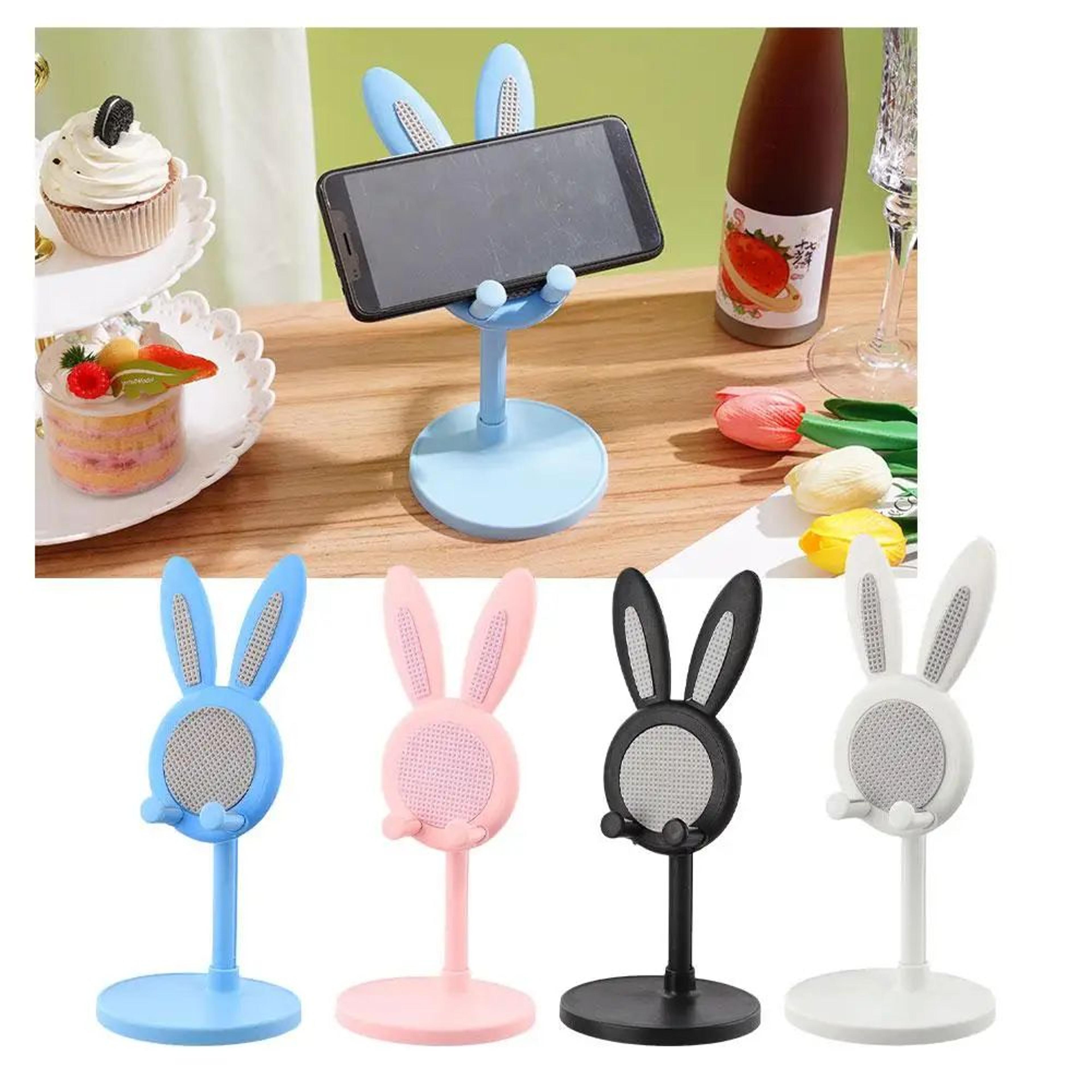 Cute Rabbit Adjustable Phone Stand For Desk  Universal Tablet Holder Telescopic Height Sturdy Hands 1