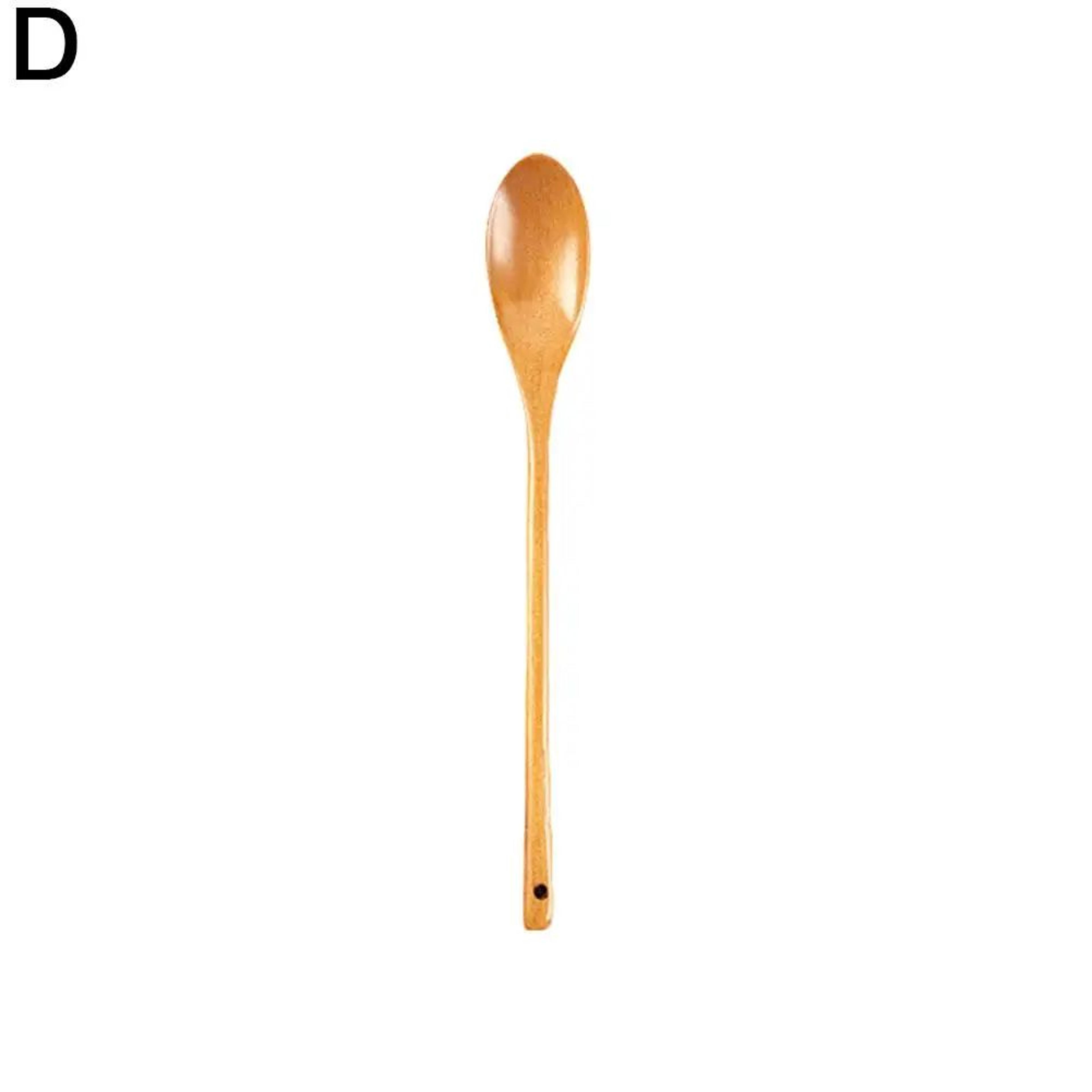 Long Handle Natural Wooden Spoon  Durable Soup Ladle Scoop For Cooking Stirring Coffee  Dessert Kit 9