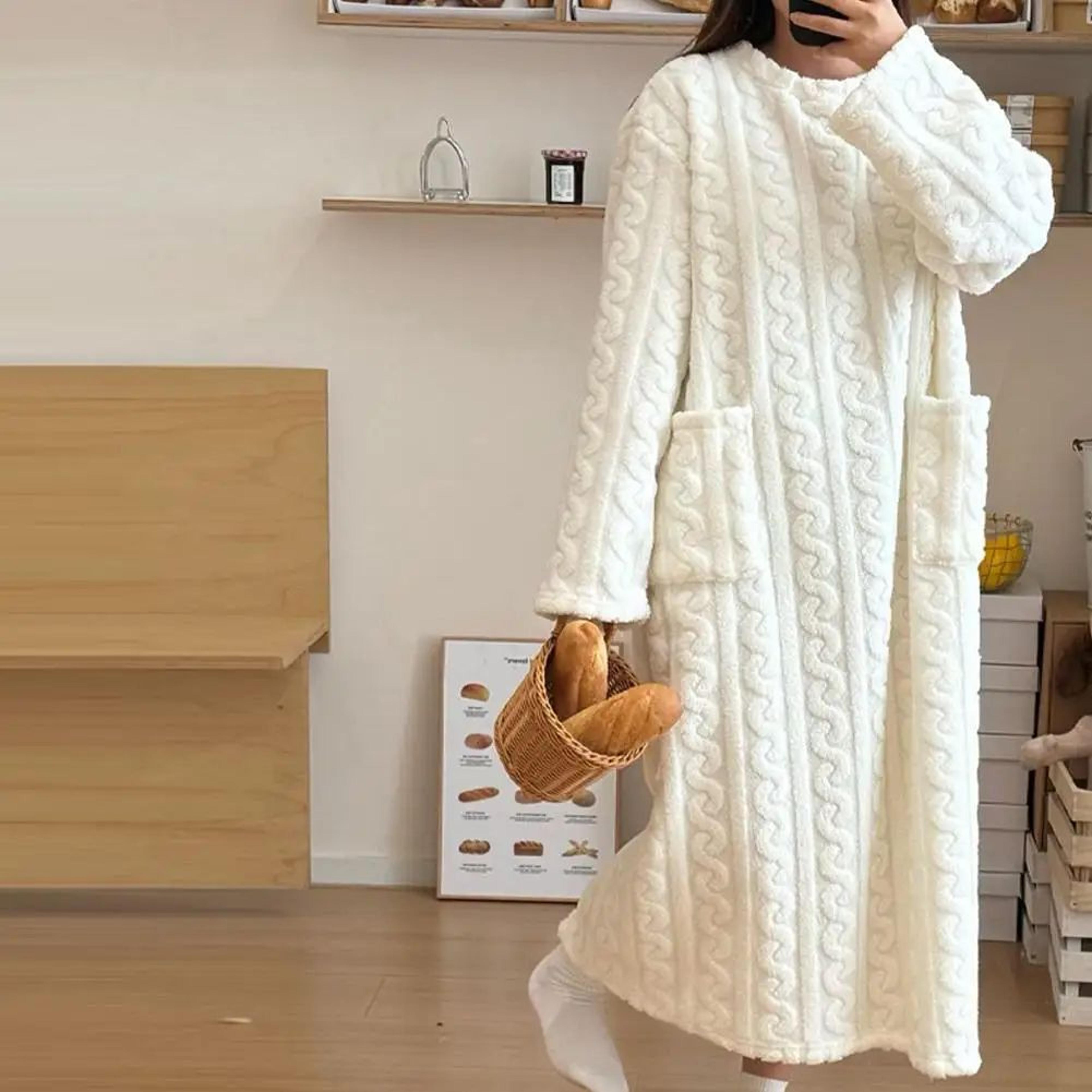 Womens Thick Flannel Coral Velvet Long Pajamas Robe  UltraSoft Warm Autumn Winter Nightwear Cozy Ho 3