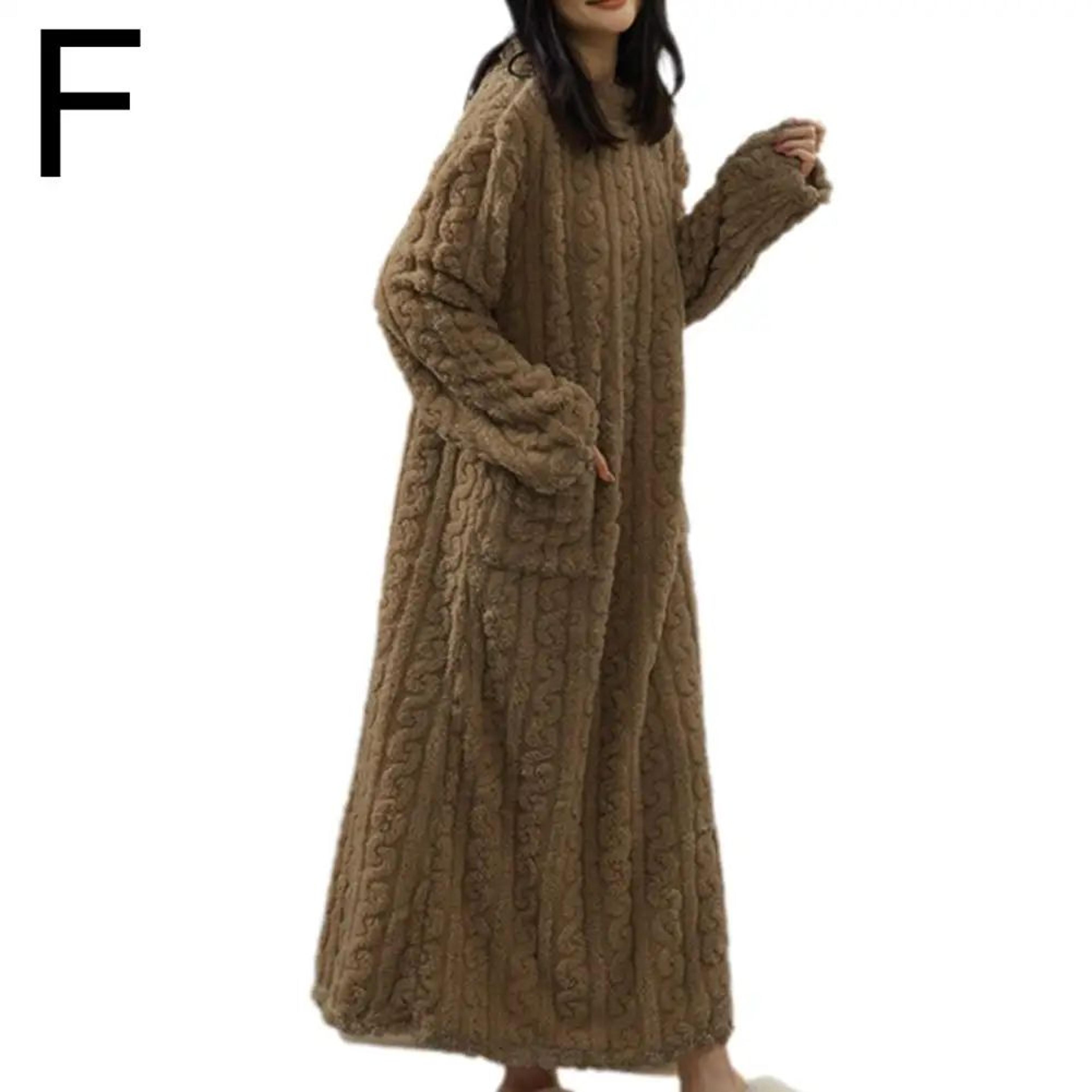 Womens Thick Flannel Coral Velvet Long Pajamas Robe  UltraSoft Warm Autumn Winter Nightwear Cozy Ho 11