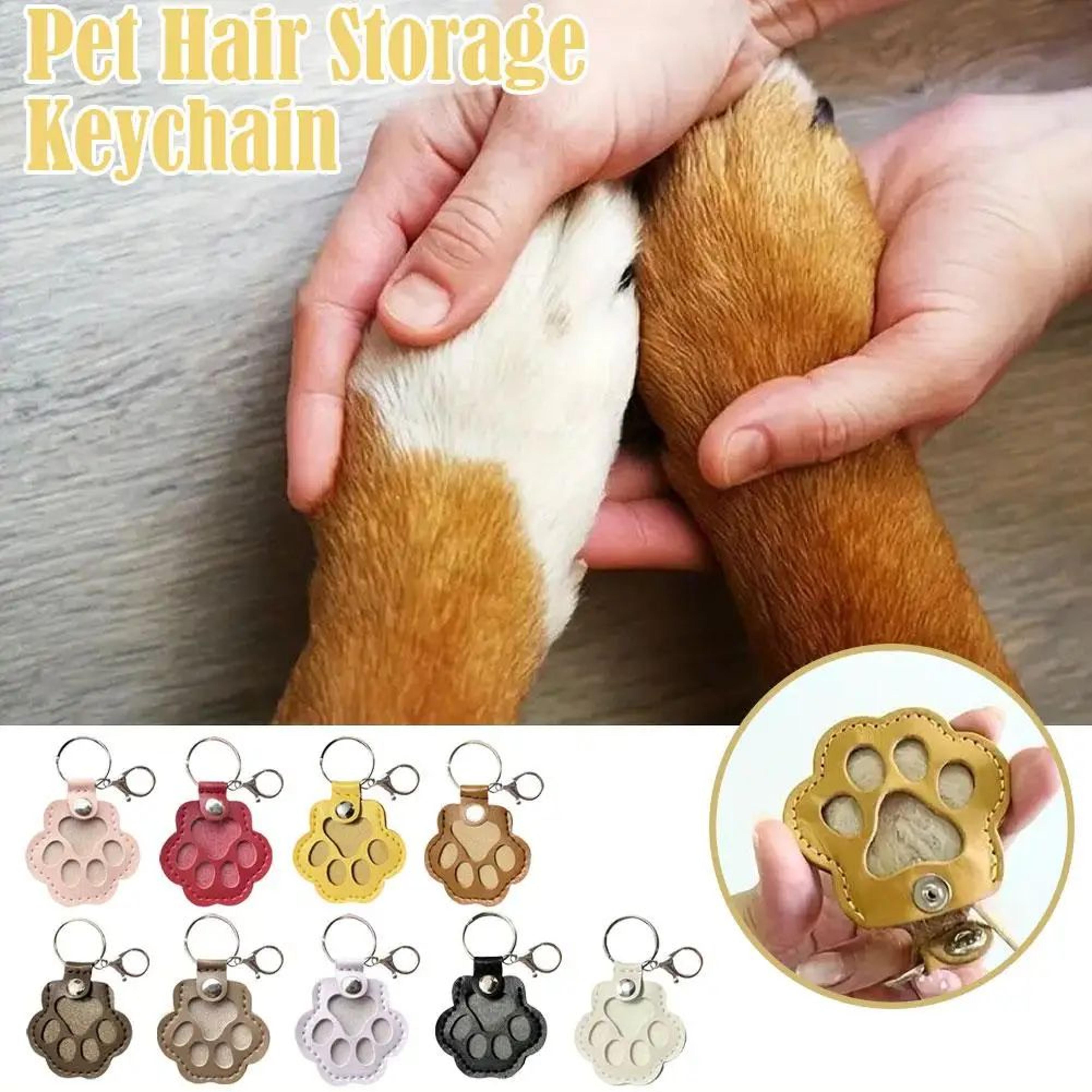 Cute Pet Hair Storage Keychain  Leather Cat Claw Souvenir Pendant For Dog Cat  Bunny Fur Keepsake M 0