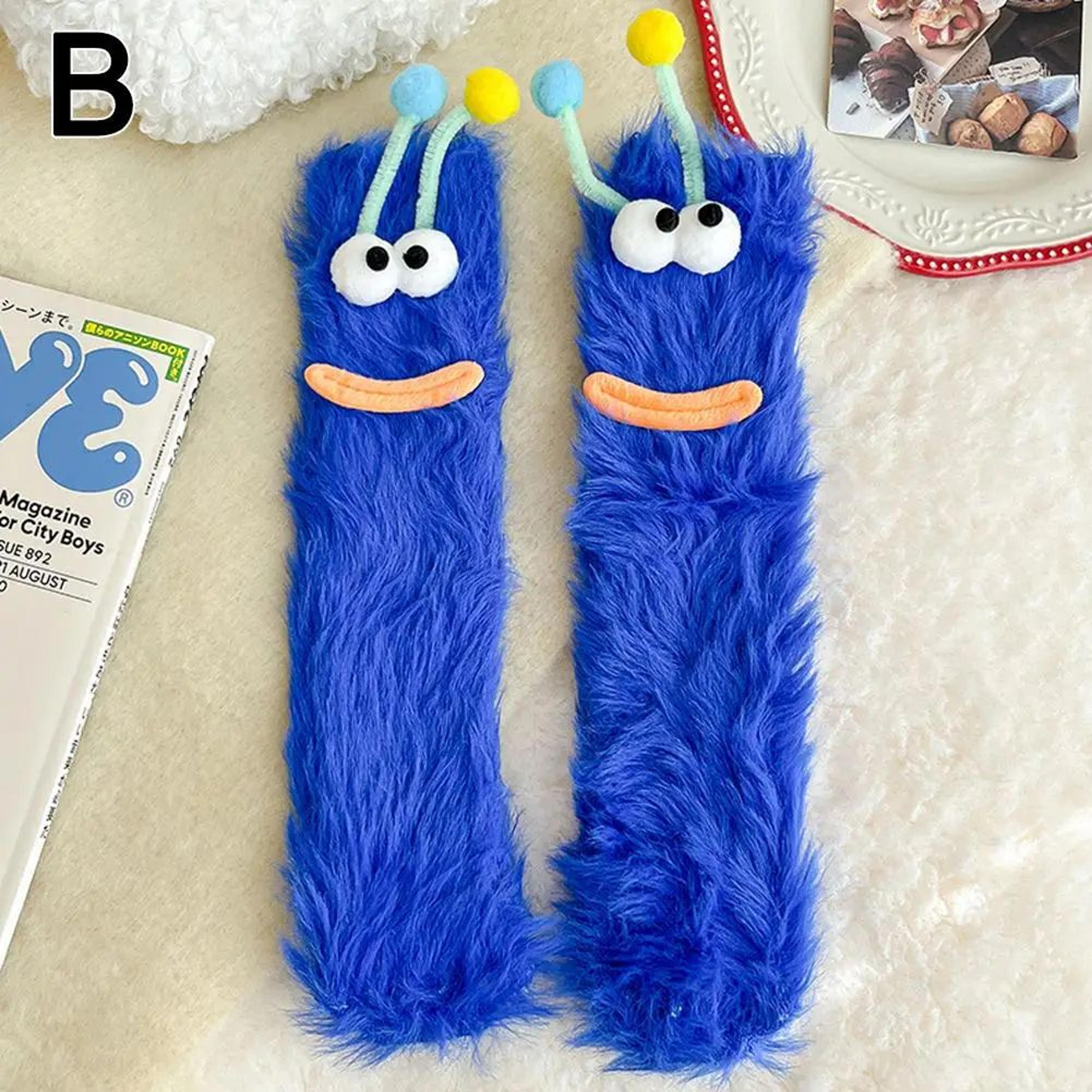 Funny Monster Fuzzy Socks Thick Coral Fleece Warm Floor Socks With Big Eyes Cute Cozy Winter Gift   6