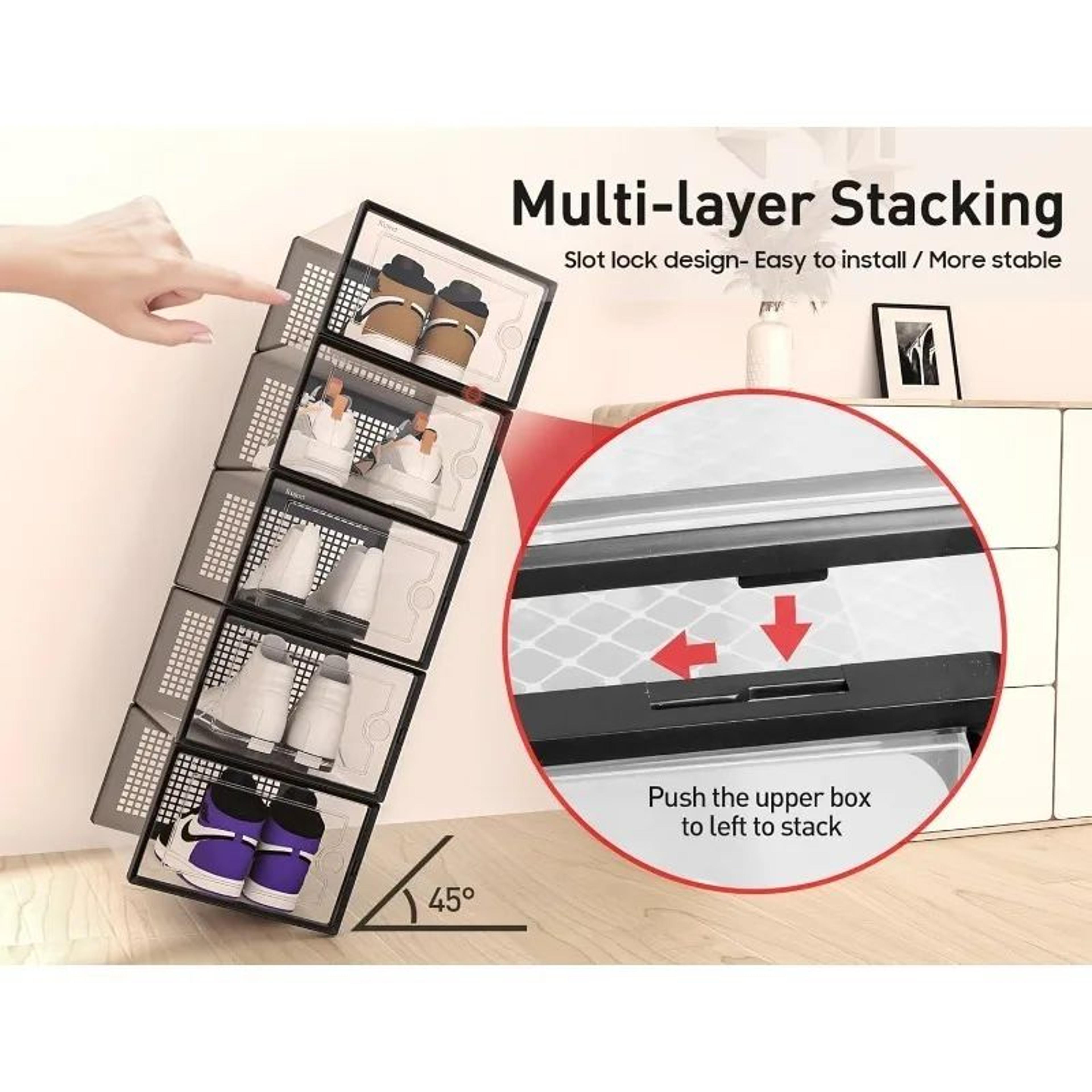Clear Stackable Shoe Storage Boxes  Large Sneaker Organizer Containers SpaceSaving Shoe Rack Altern 3