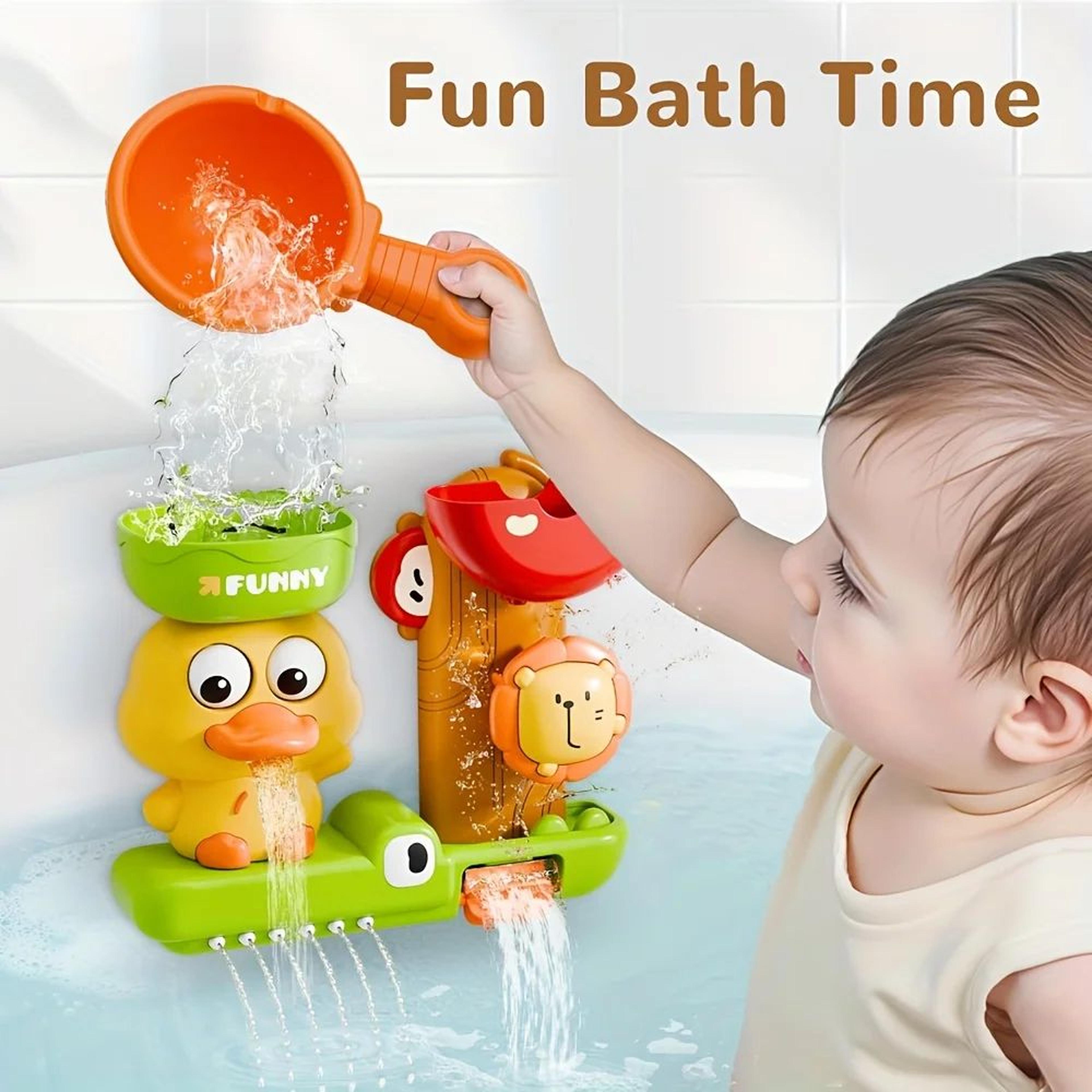 duck windmill bath toy with 3 strong suction cups - water play spinner for babies & toddlers, shower fun gift