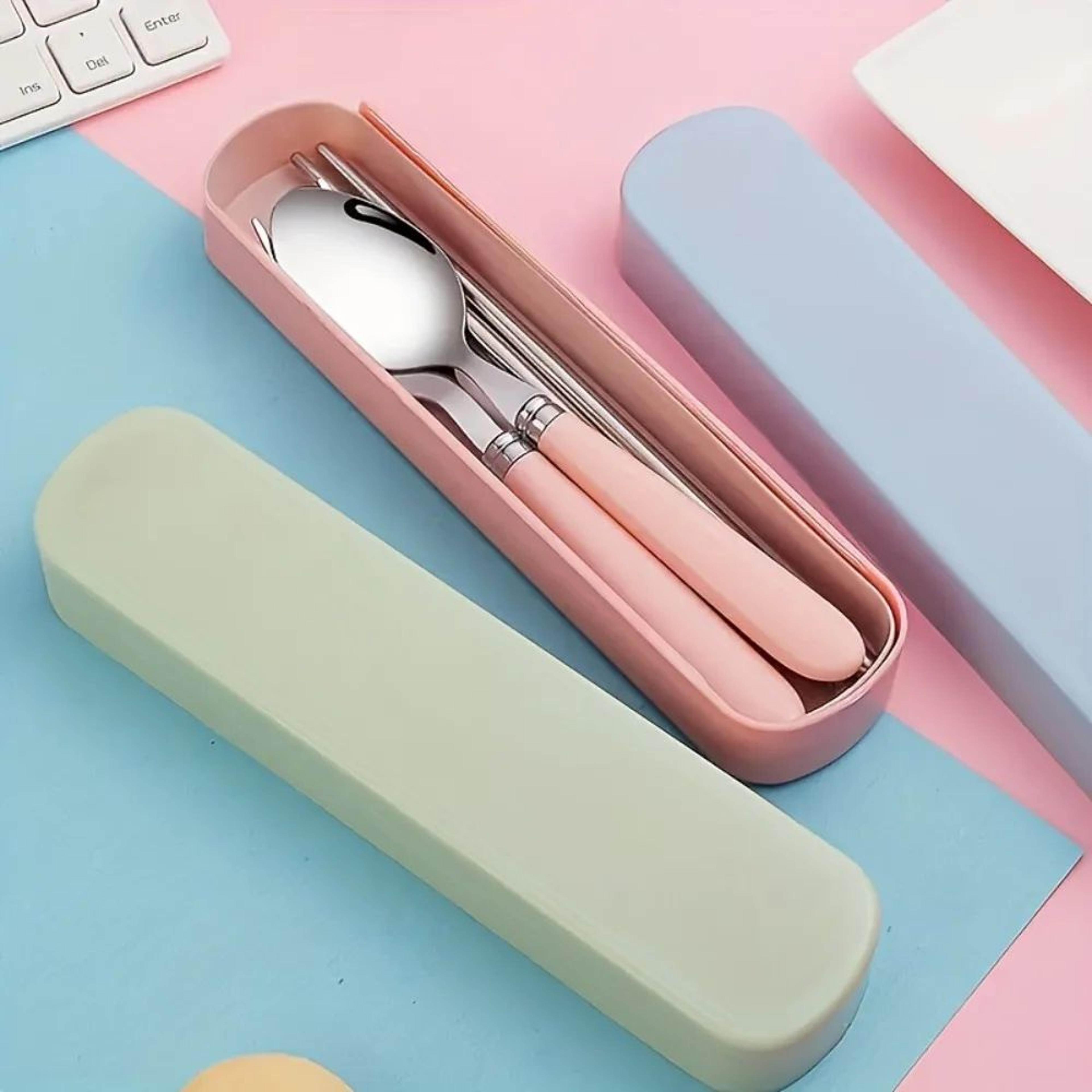 Polishing Stainless Steel Portable Cutlery Set W Storage Box  Picnic Camping Travel Flatware RustRe 1