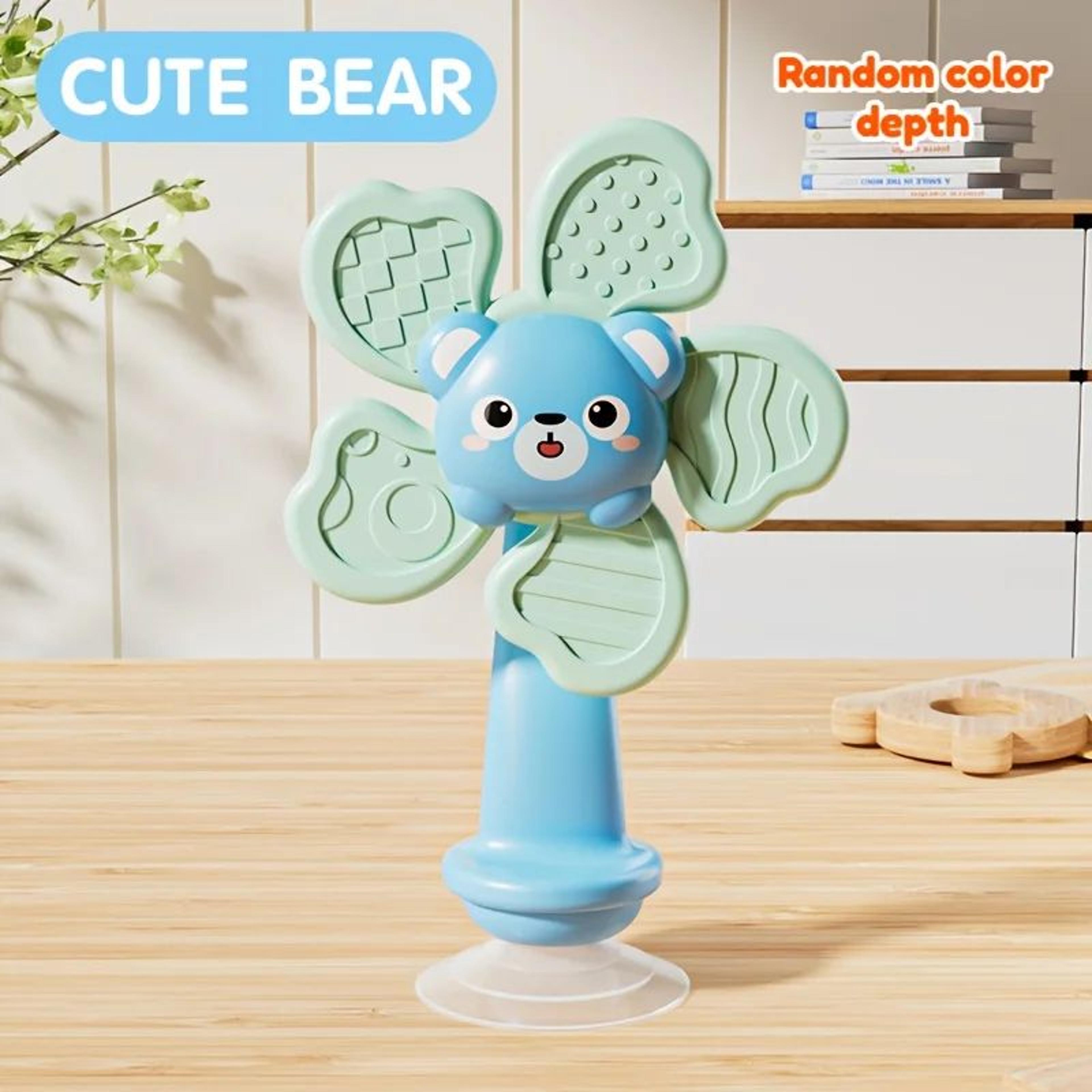 Baby Suction Cup Windmill Spinner Toy 6M  Manual Rotating Bear Sensory Toy Bath  High Chair Motor S 3