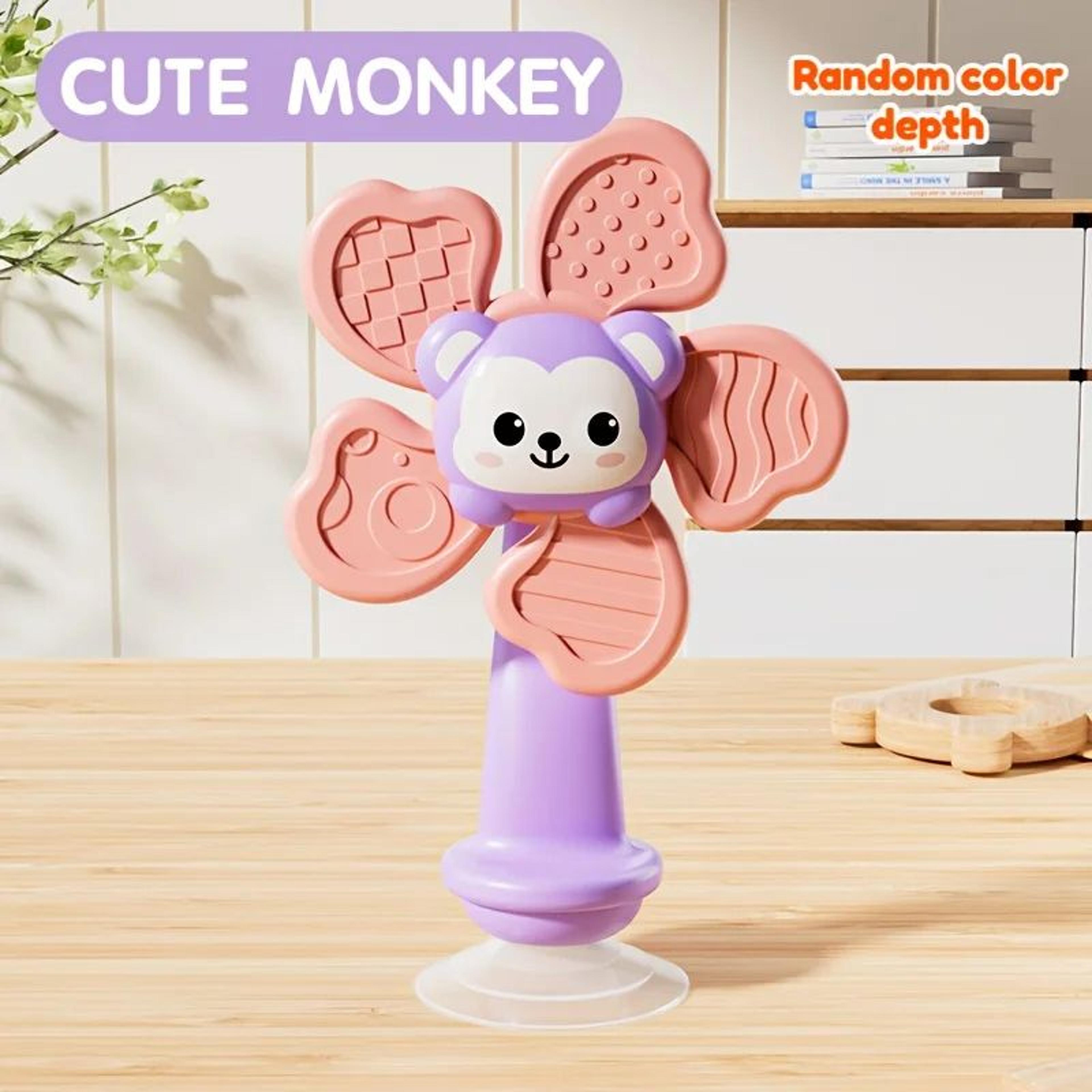 Baby Suction Cup Windmill Spinner Toy 6M  Manual Rotating Bear Sensory Toy Bath  High Chair Motor S 8