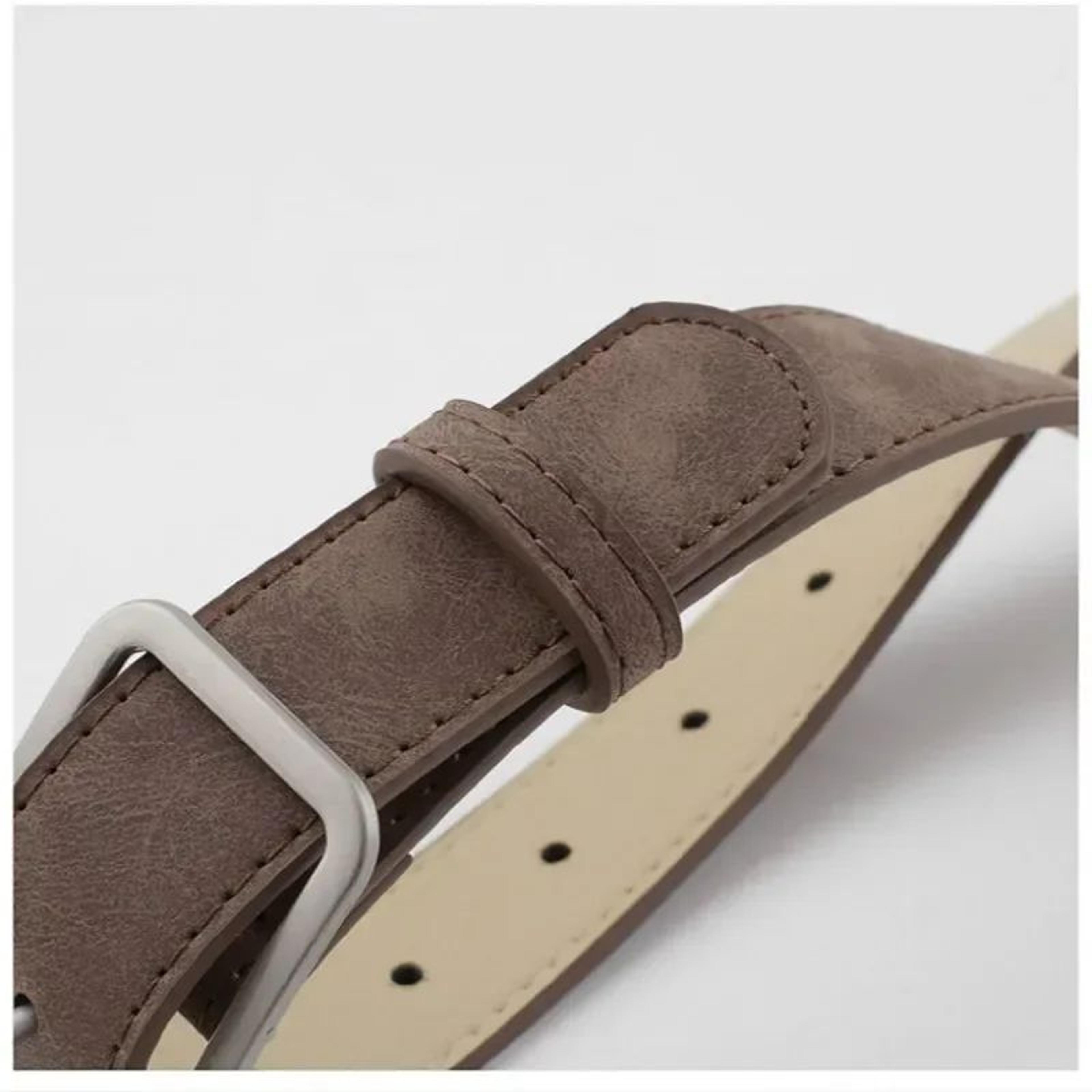 Womens Retro Leather Belt W Silver Square Pin Buckle  Fashion Jeans Waist Belt Adjustable Student W 3
