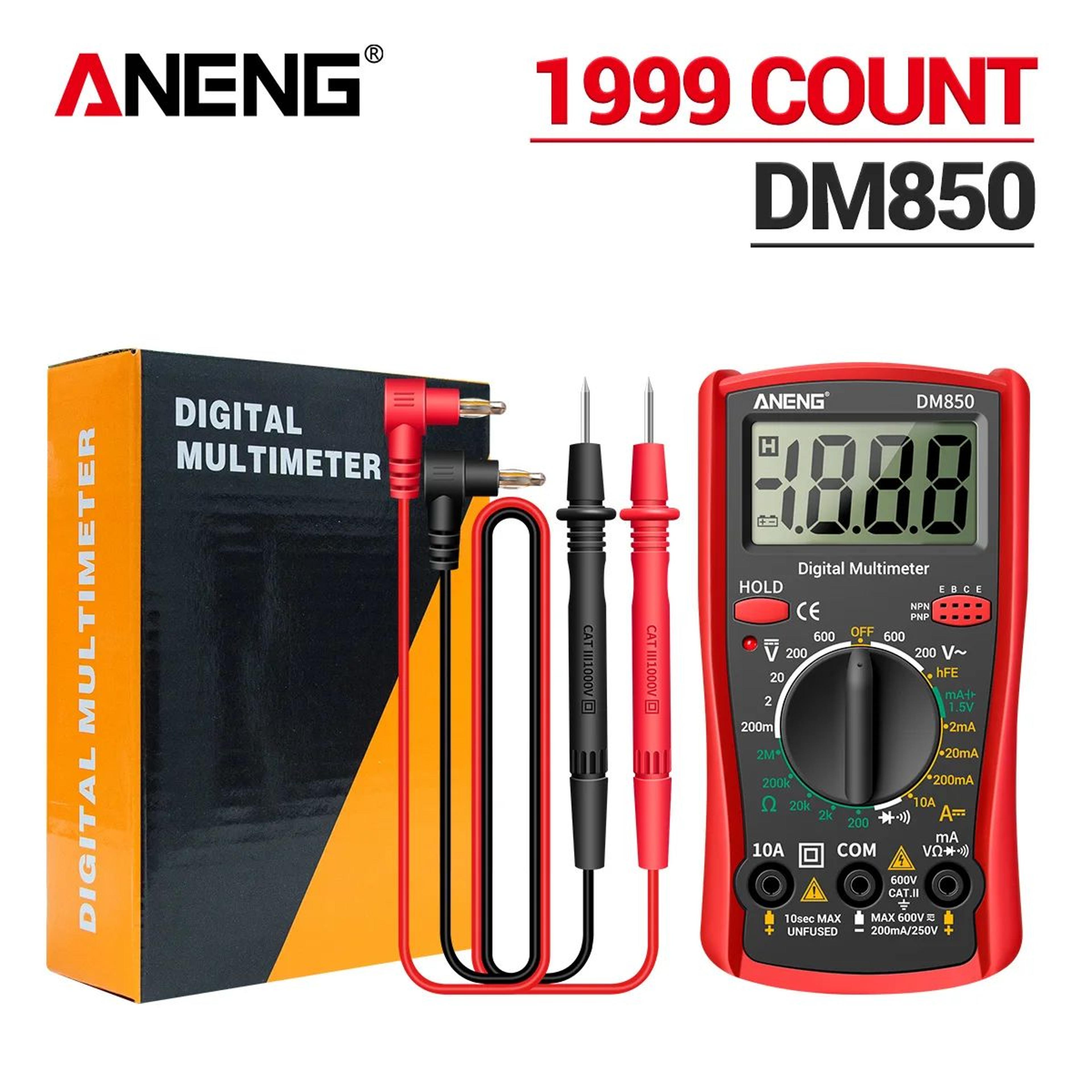 ANENG DM850 1999Count Digital Multimeter ACDC Voltage Tester Ohm  Diode Meter 10A Ammeter Compact 6