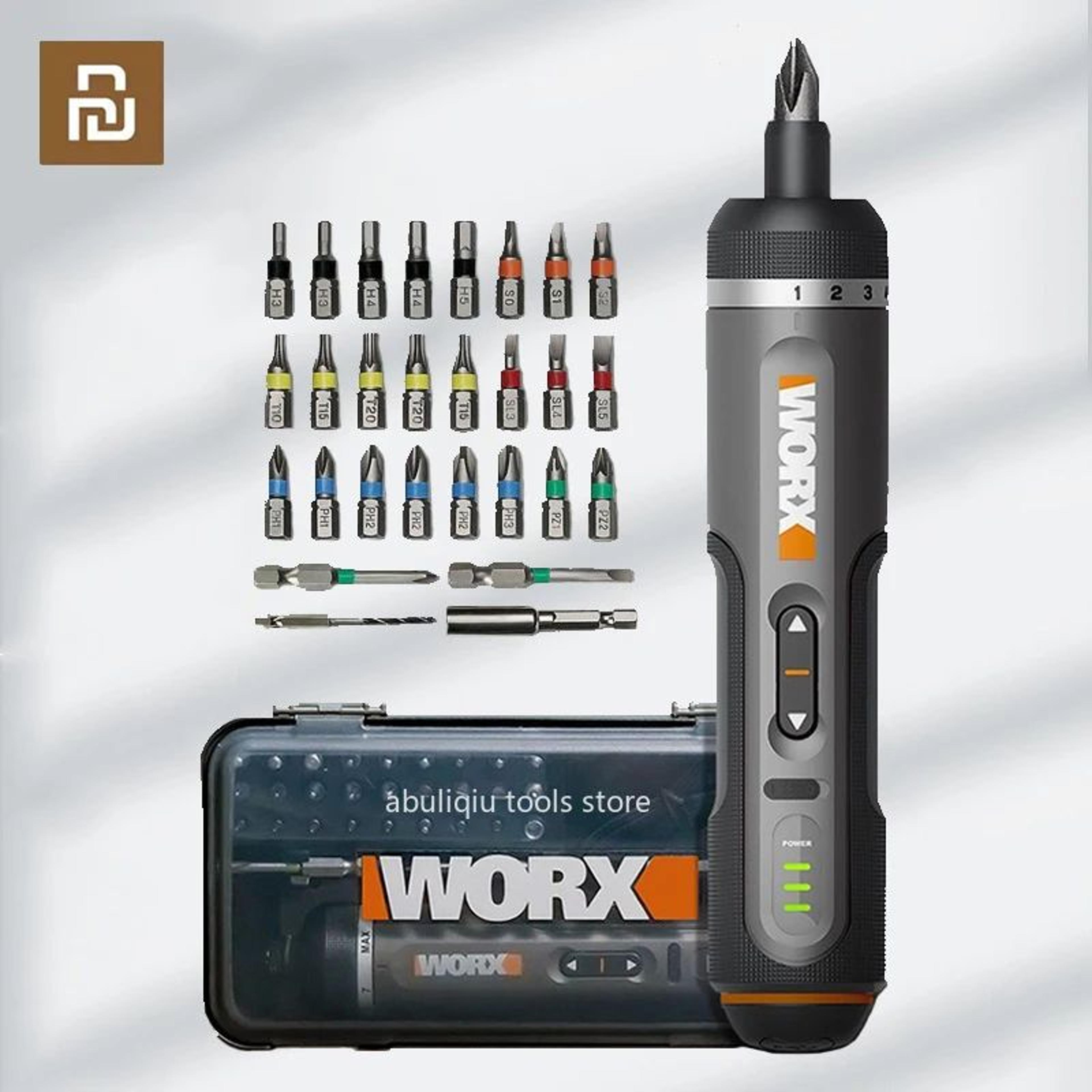 WORX WX242 Cordless Electric Screwdriver 4V  TypeC Rechargeable 30 Bits LED Light 7 Torque Settings