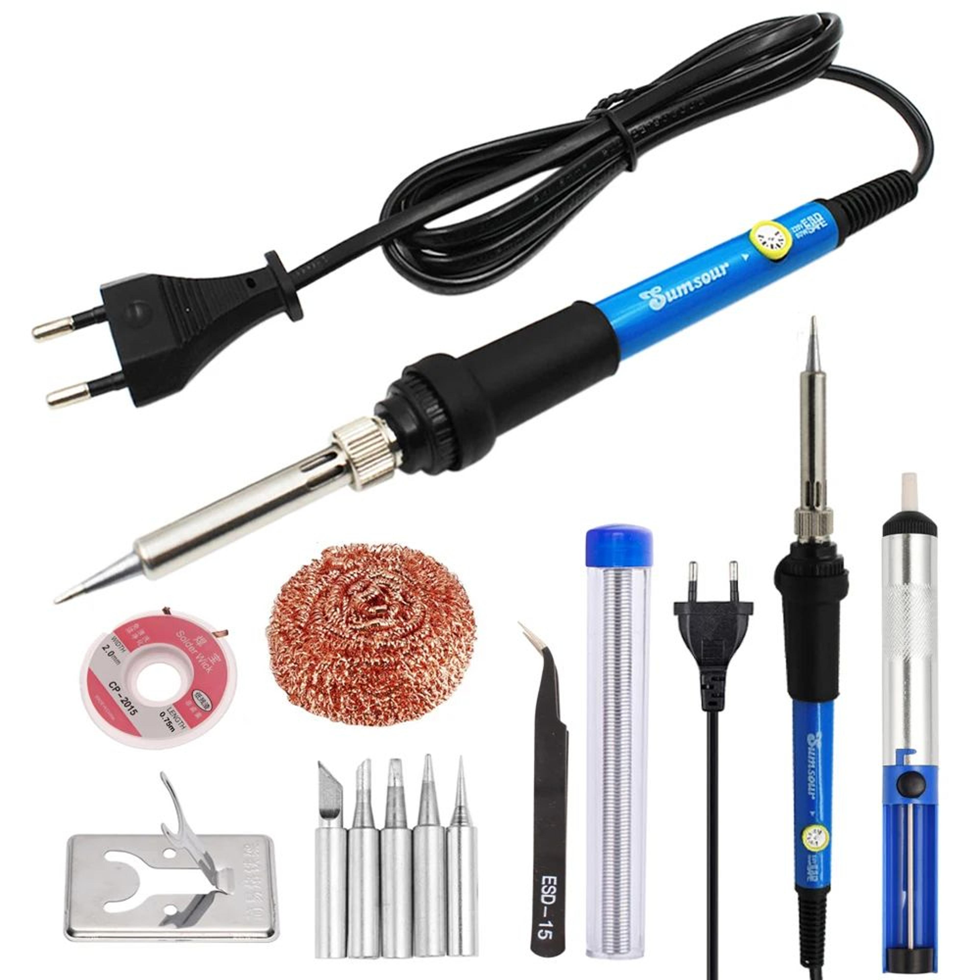 60W Digital Adjustable Soldering Iron Kit  392842F Temp Control W Display Tips  Solder Tin For Elec 2